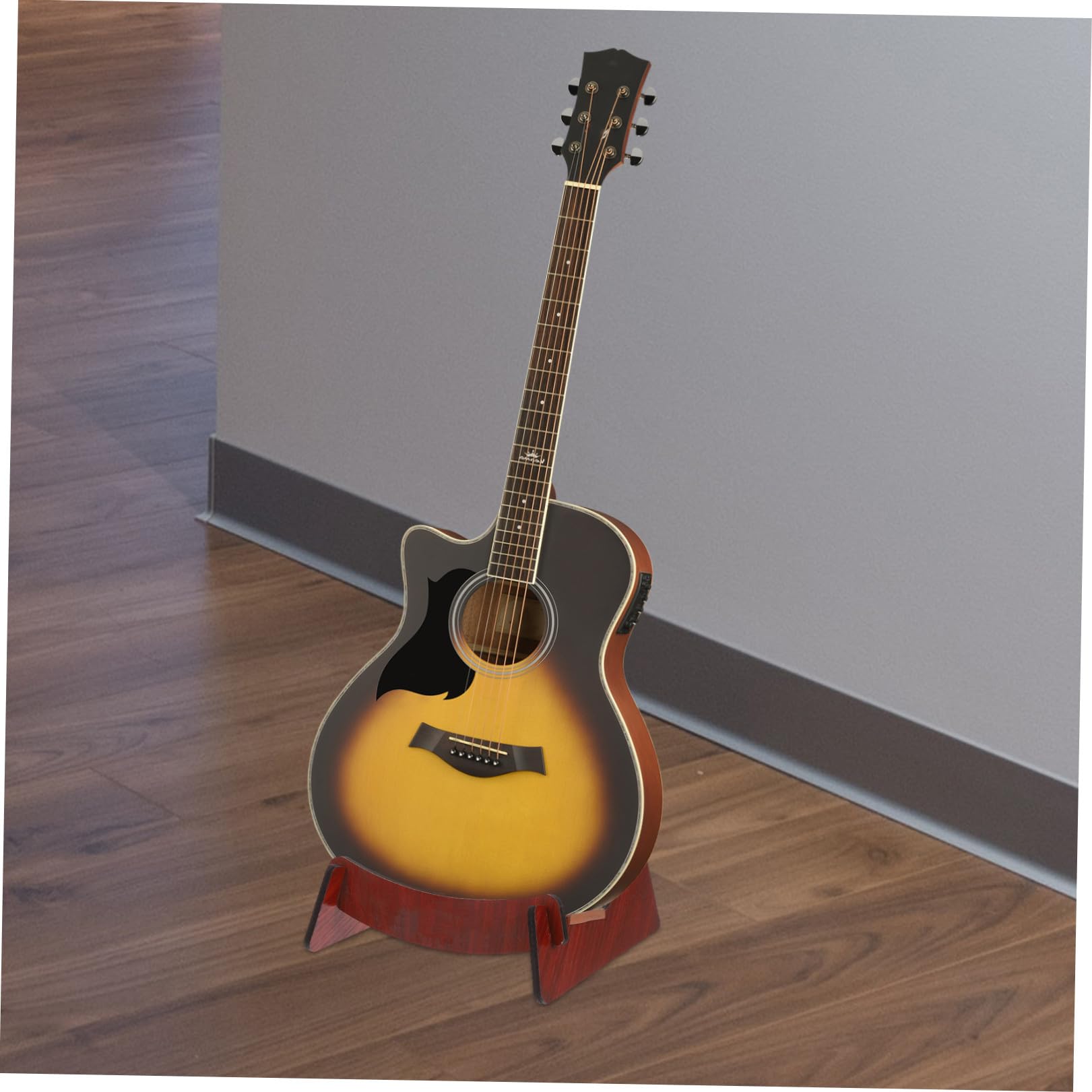HEMOTON Supporto Per Chitarra Da Pavimento Da 3 Pezzi Supporto Per Chitarra Staccabile Struttura in Legno Per Chitarre Acustiche Ed Elettriche