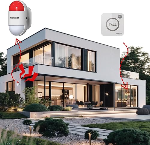 Miniatura 7 de Alarma con botón de pánico para casa, control remoto, sistema de alarma de sirena de oficina, sonido y luz, botón de pánico de emergencia para