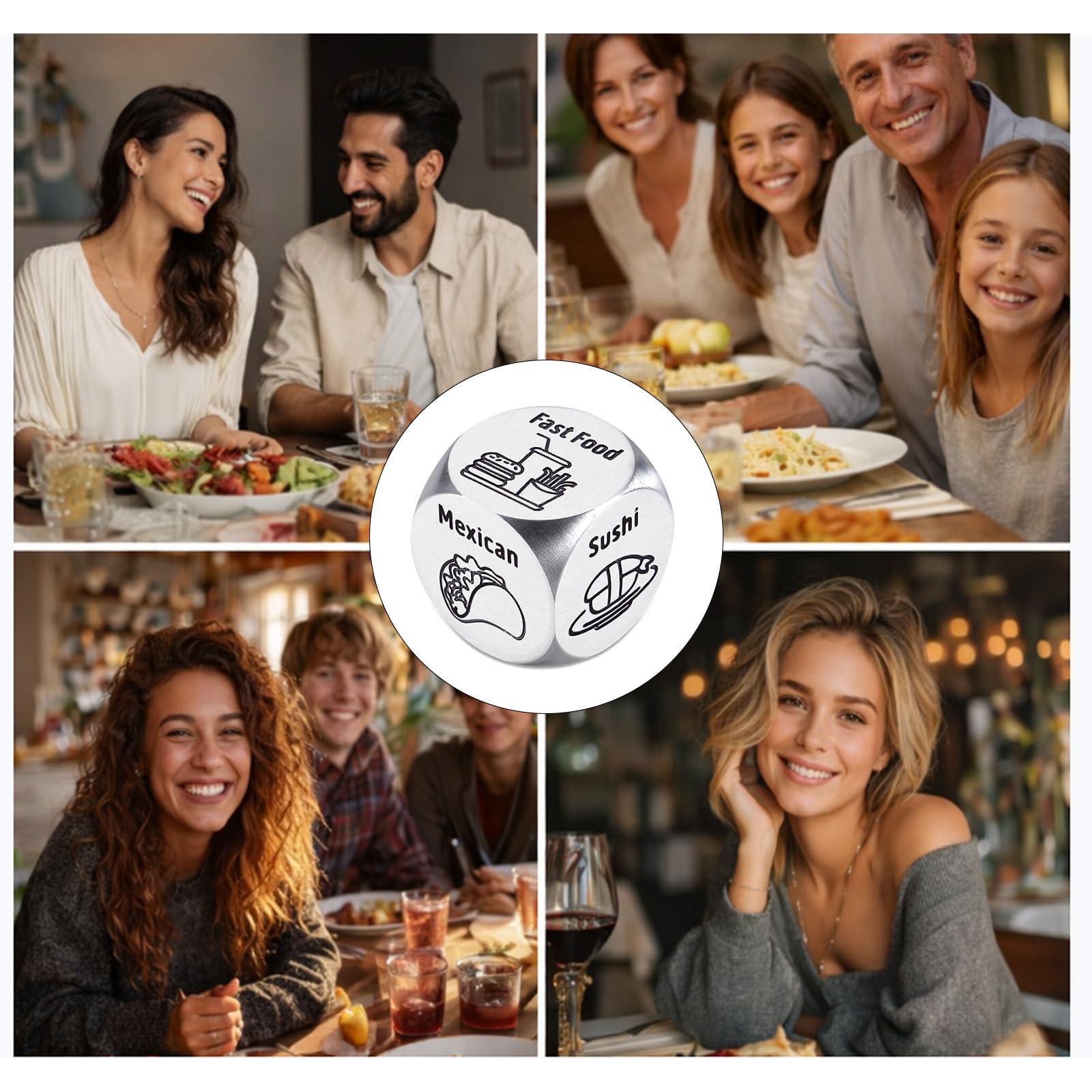 Aniversario, día de San Valentín, cita nocturna, regalos para parejas, marido, esposa, 11 aniversario de acero, dados de decisión de alimentos, regalos para novio, novia, regalos divertidos de broma,