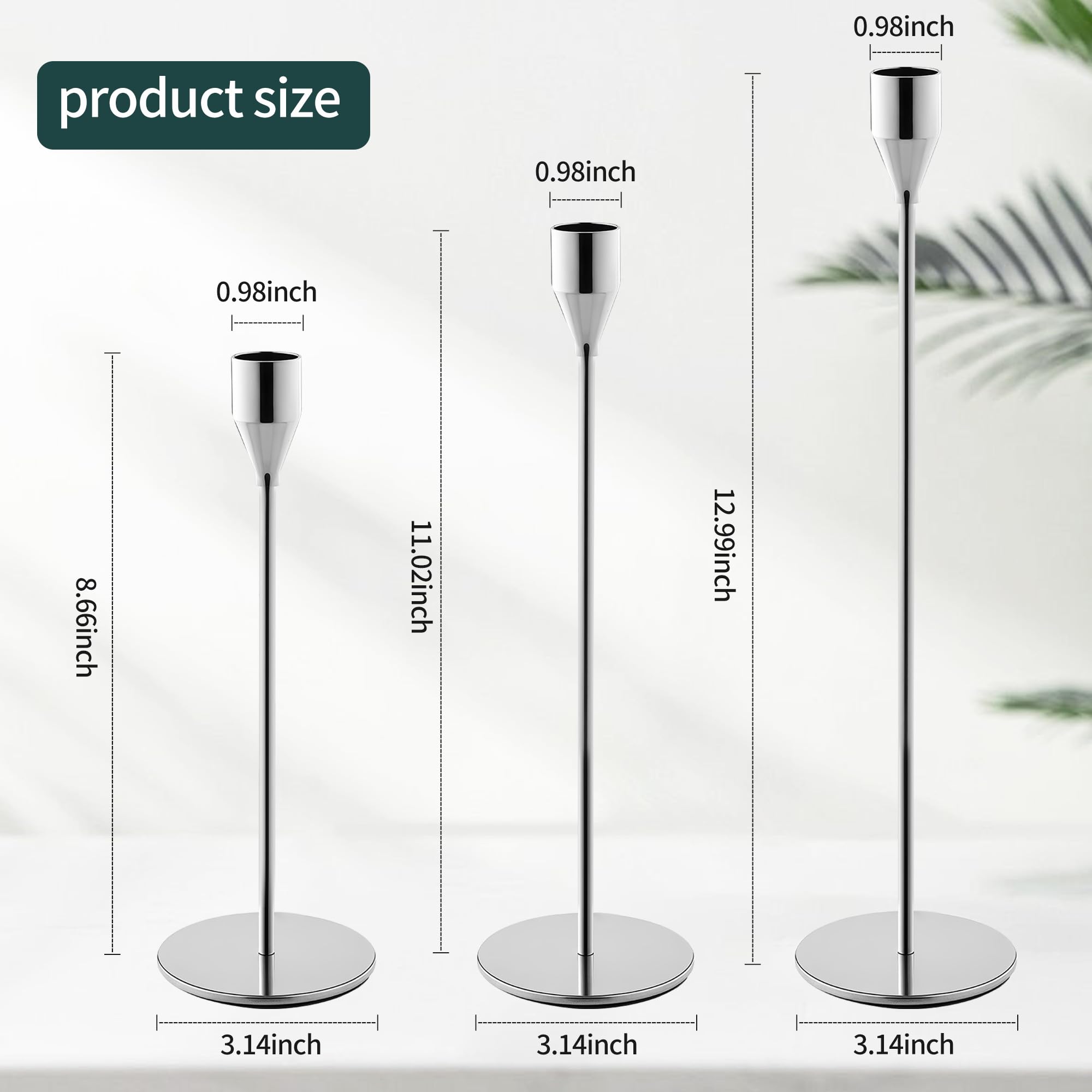 Kerzenständer 6 teiliges Set, 6 Kerzenständer Silber, Konischer Kerzenhalter in 3 verschiedenen höhen. Kerzenhalter anwendbar auf Hochzeit, Coming of Age Zeremonie, Geburtstagsfeiern