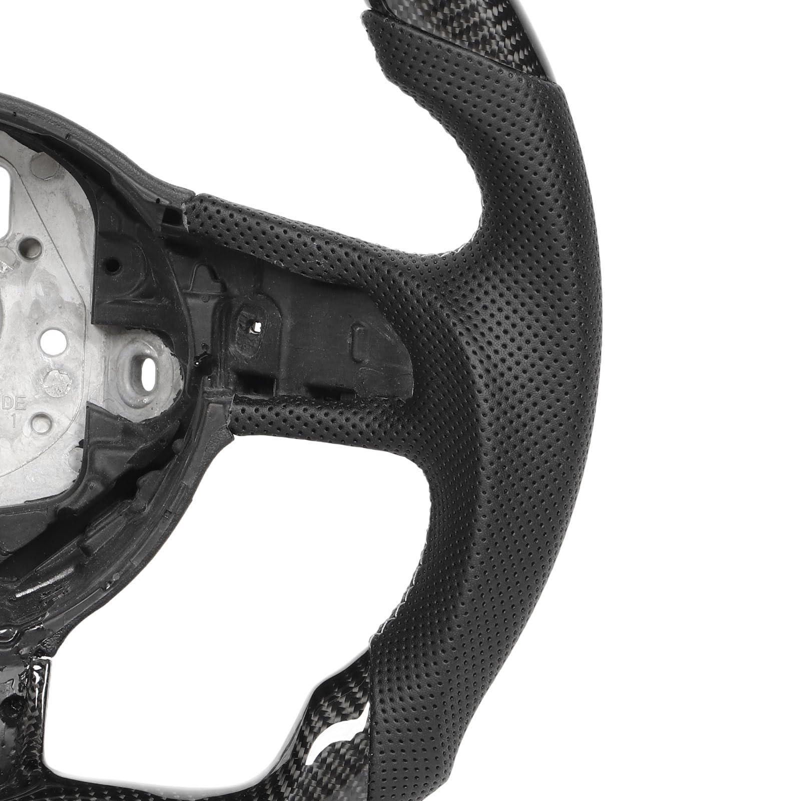 Real Carbon Faserlenkrad mit Perforiertem Leder, überlegener Griff Flacher Boden D -Typ Rennsport, Geeignet für 42 20072015, TT TTS TTRs 8J 20062014