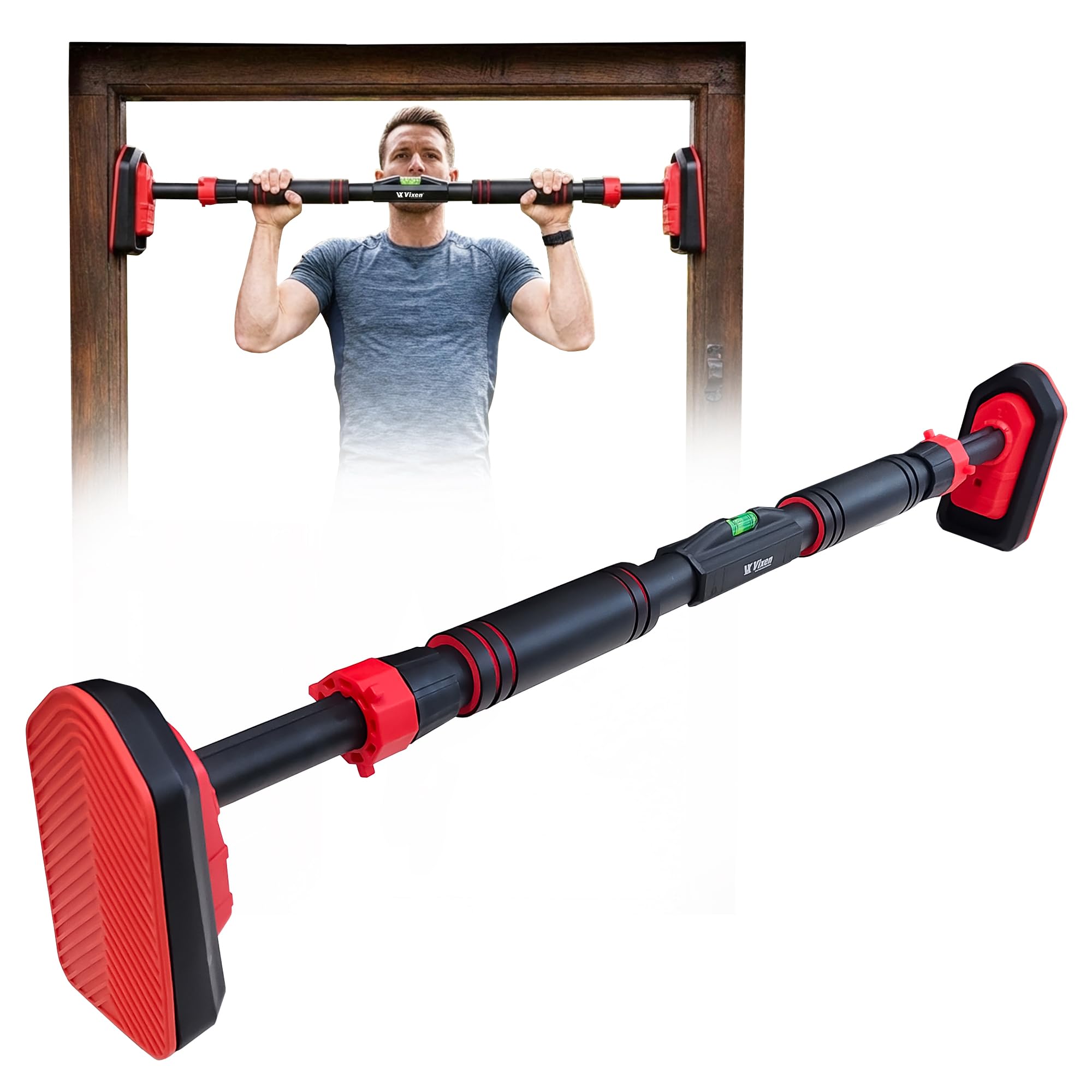 Vixen Adjustable Pull Up Bar for Home Workout | Doorway Chin Up Rod (65–100 cm) | Heavy-Duty Steel | Max Load 200 kg | No Drilling Required-image-20