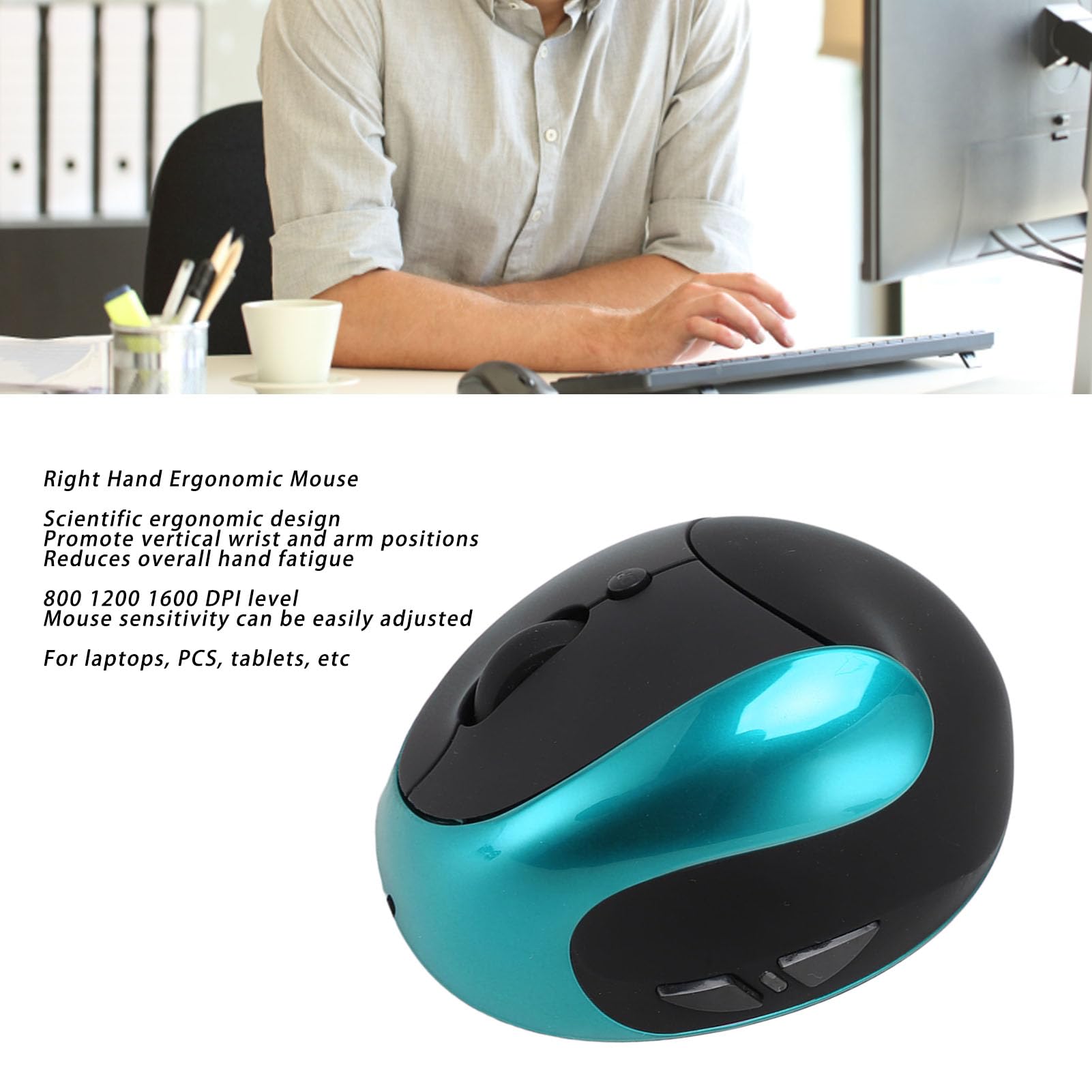 JOMAA Mouse verticale da gioco ergonomico Jomaa con joystick, DPI