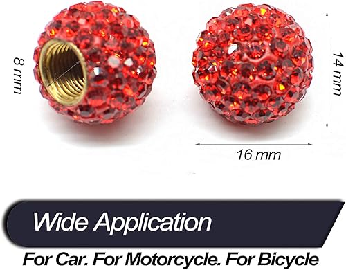 Miniatura 6 de Tapones de válvula de neumático de automóvil, paquete de 4 tapones de aire de vástago de válvula de neumático de automóvil con diamantes de