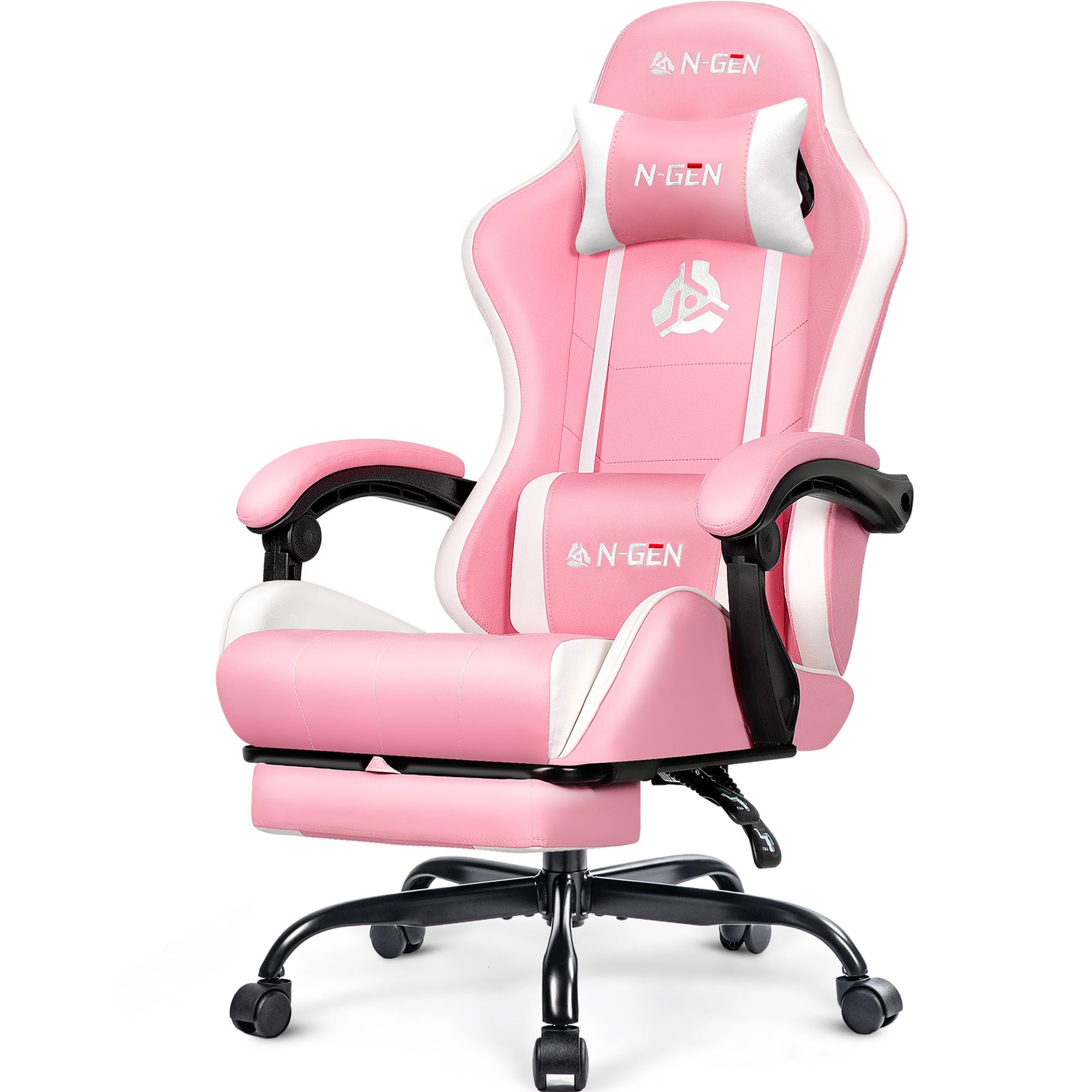 NEO CHAIR Video Gaming Chair with Footrest High Back Ergonomic Comfortable Office Computer Desk with Lumbar Support Height Adjustable with PU Leather