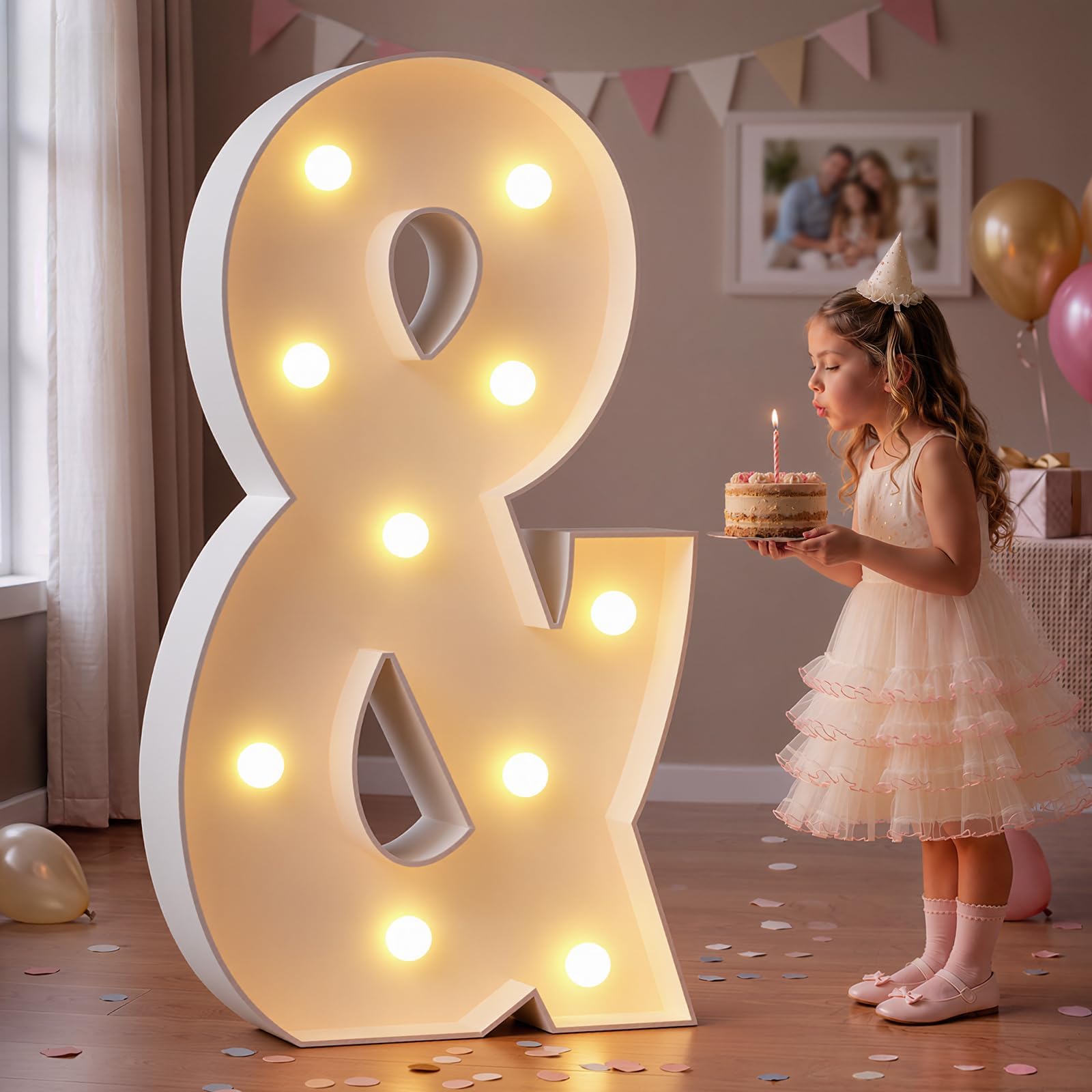 imprsv Lettres lumineuses pour chapiteau - Lettres en mosaïque pour ballons d'anniversaire, de mariage, de fiançailles, de fête - Grandes lettres pour décoration de fête - 1,2 m
