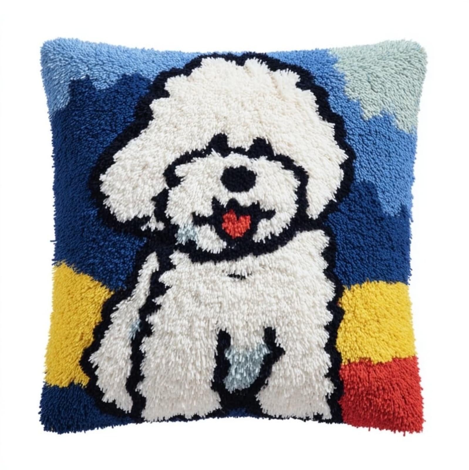 WallustrioaW Latch Hook Kits Pillow for Adults,Cute Bichon Frise