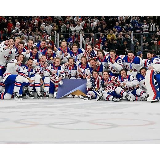 SPORTSPHOTOSUSA 2026 USA Gold Medal Hockey Unsigned 8x10 Team Photo Celebration