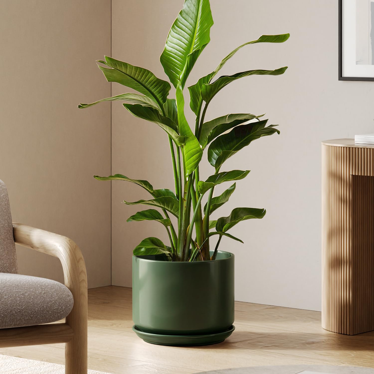 LE TAUCI 12 Inch Ceramic Plant Pot