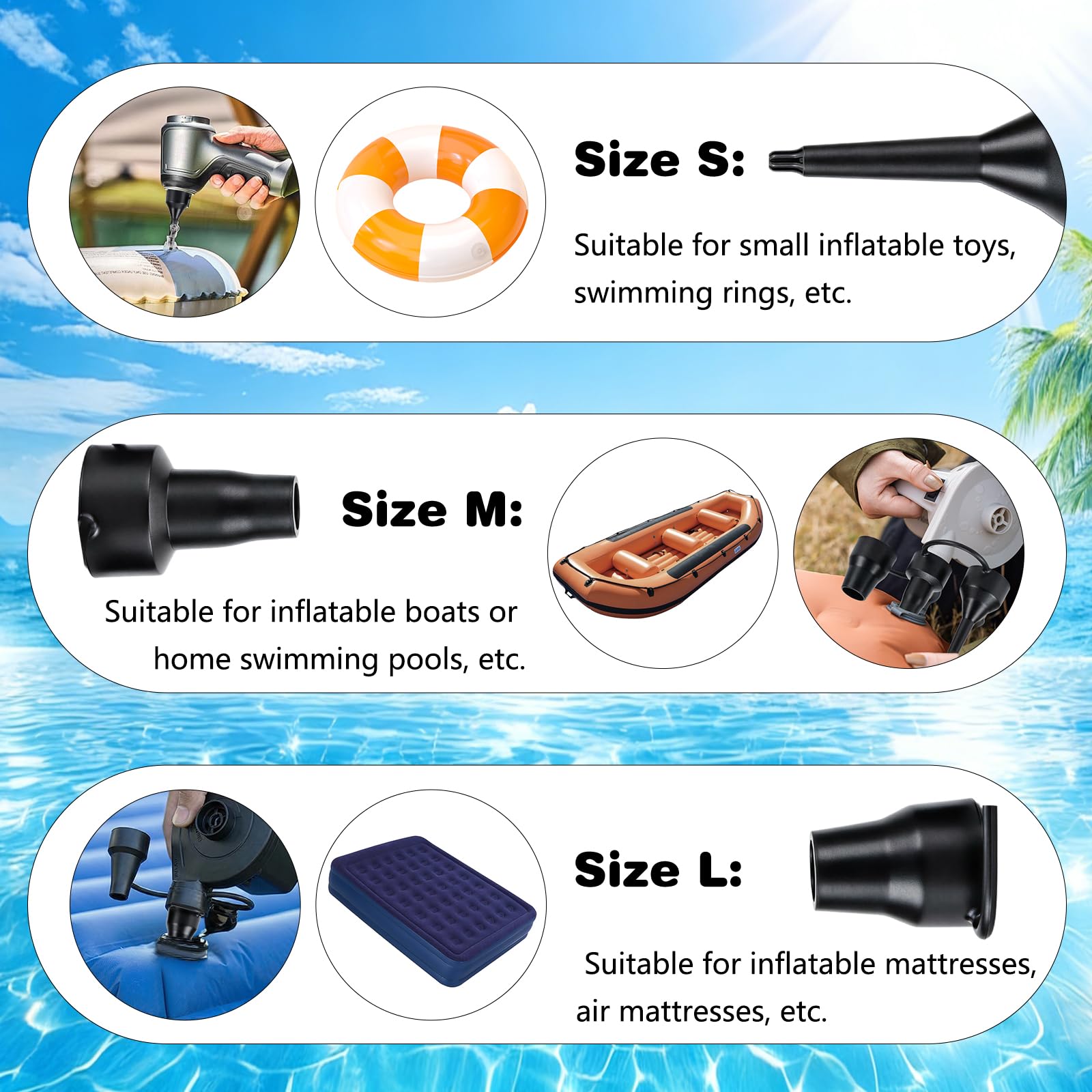 Adattatore per Pompa SUP, Convertitore Pompa Aria, Adattatore per Kayak, Adattatore SUP Compressore con 3 Ugelli Valvola Aria per Barca, Kayak, Canoa, Paddle Board