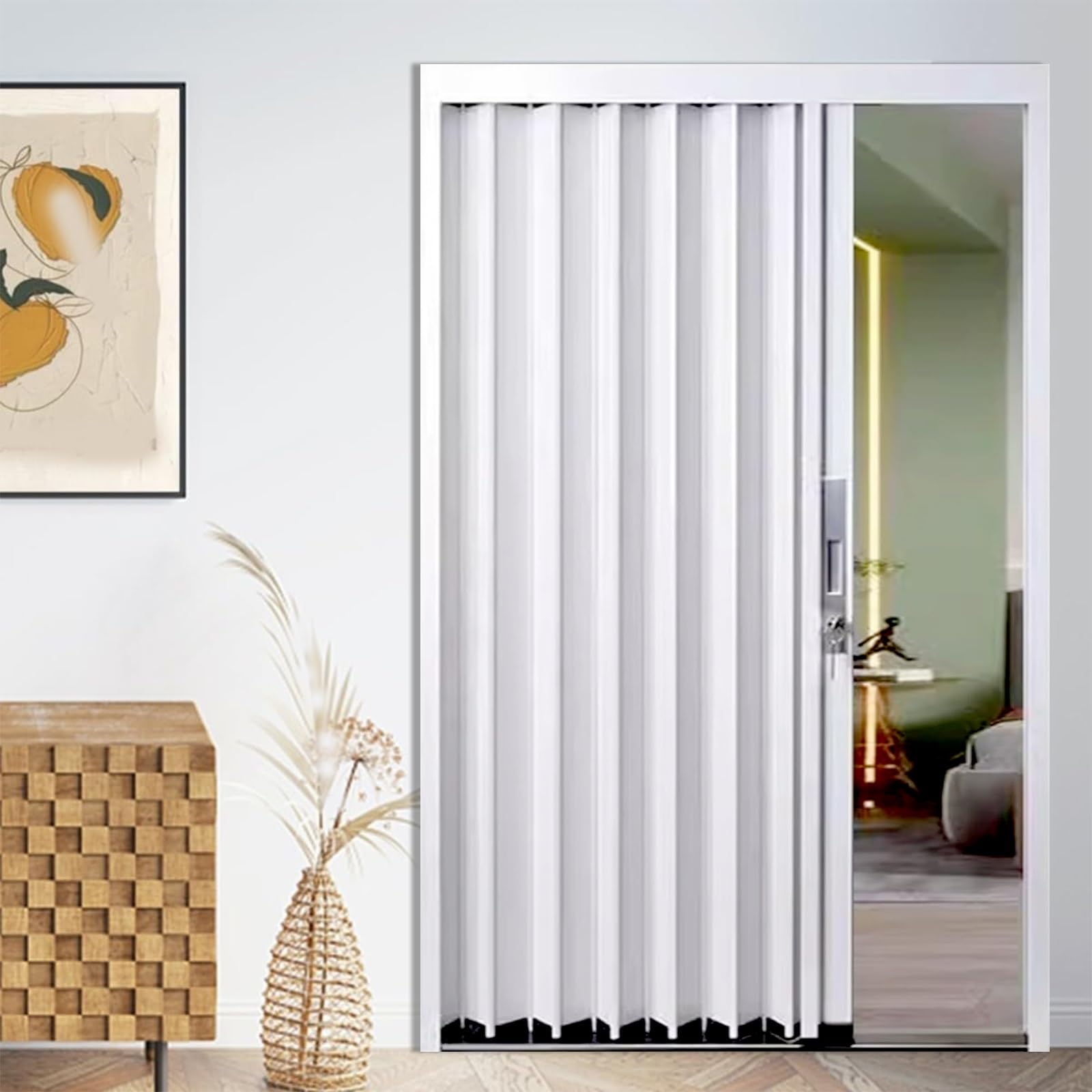 Interior Accordion Door 36x70in / 91x178cm, White Accordion Door