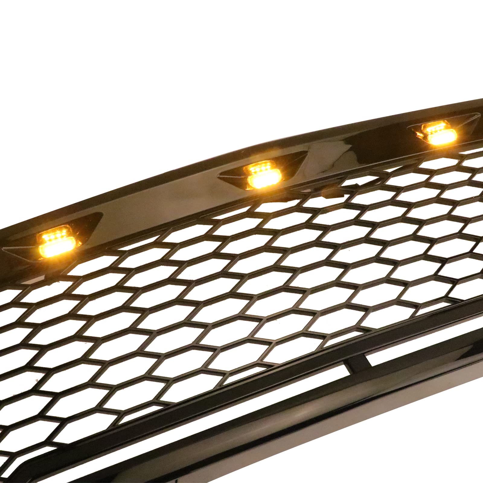 Condition photo showing New/Like New for muco grille grills front hood bumper-gloss black grille cover with light for 99-02 silverado 1500 2500/00-06 chevy tahoe suburban