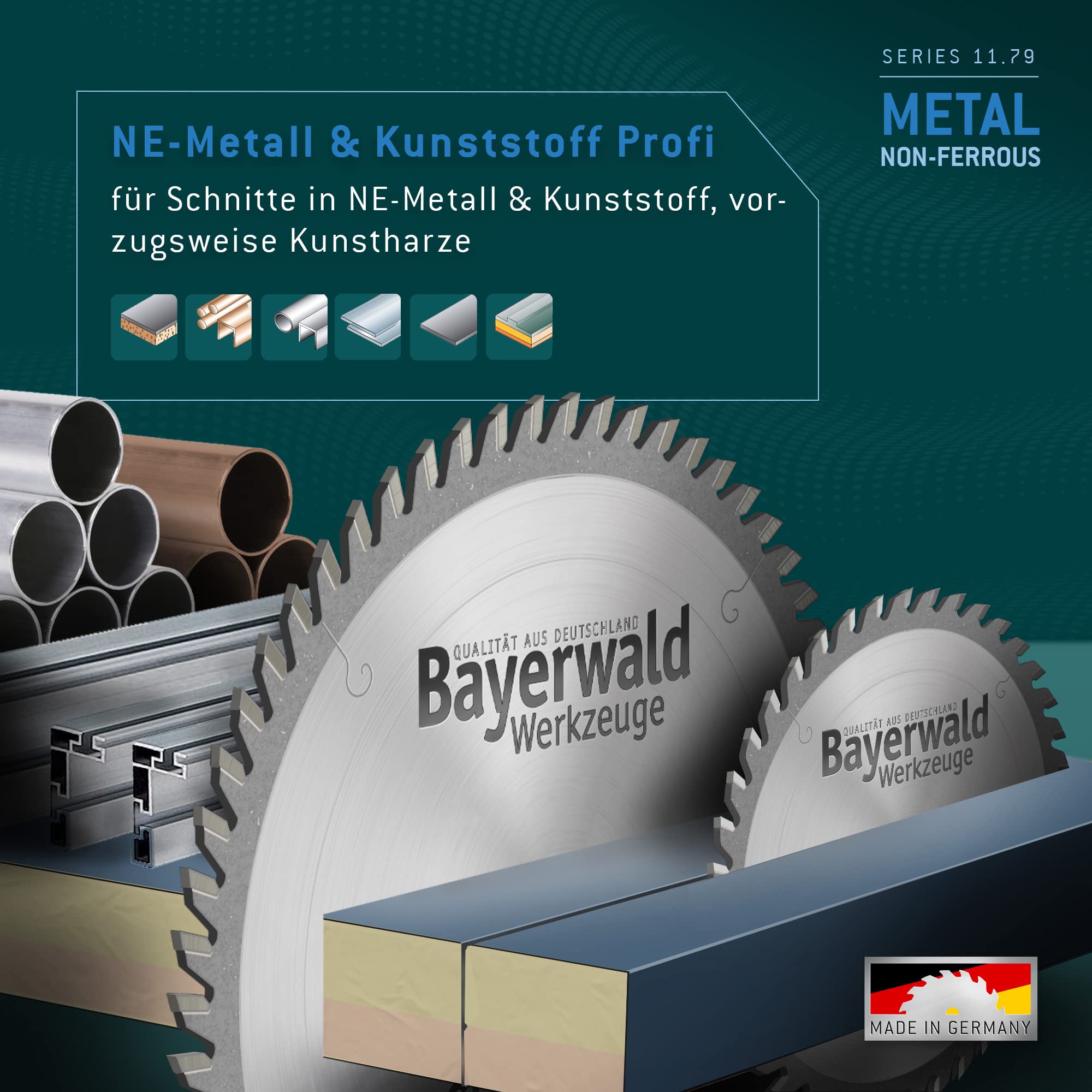 Bayerwald, seria 11.79, tarcza do piły tarczowej HM, trapezowe ząbki płaskie, do metali nieżelaznych i tworzyw sztucznych Ø 210 mm x 30 mm x 72 Z