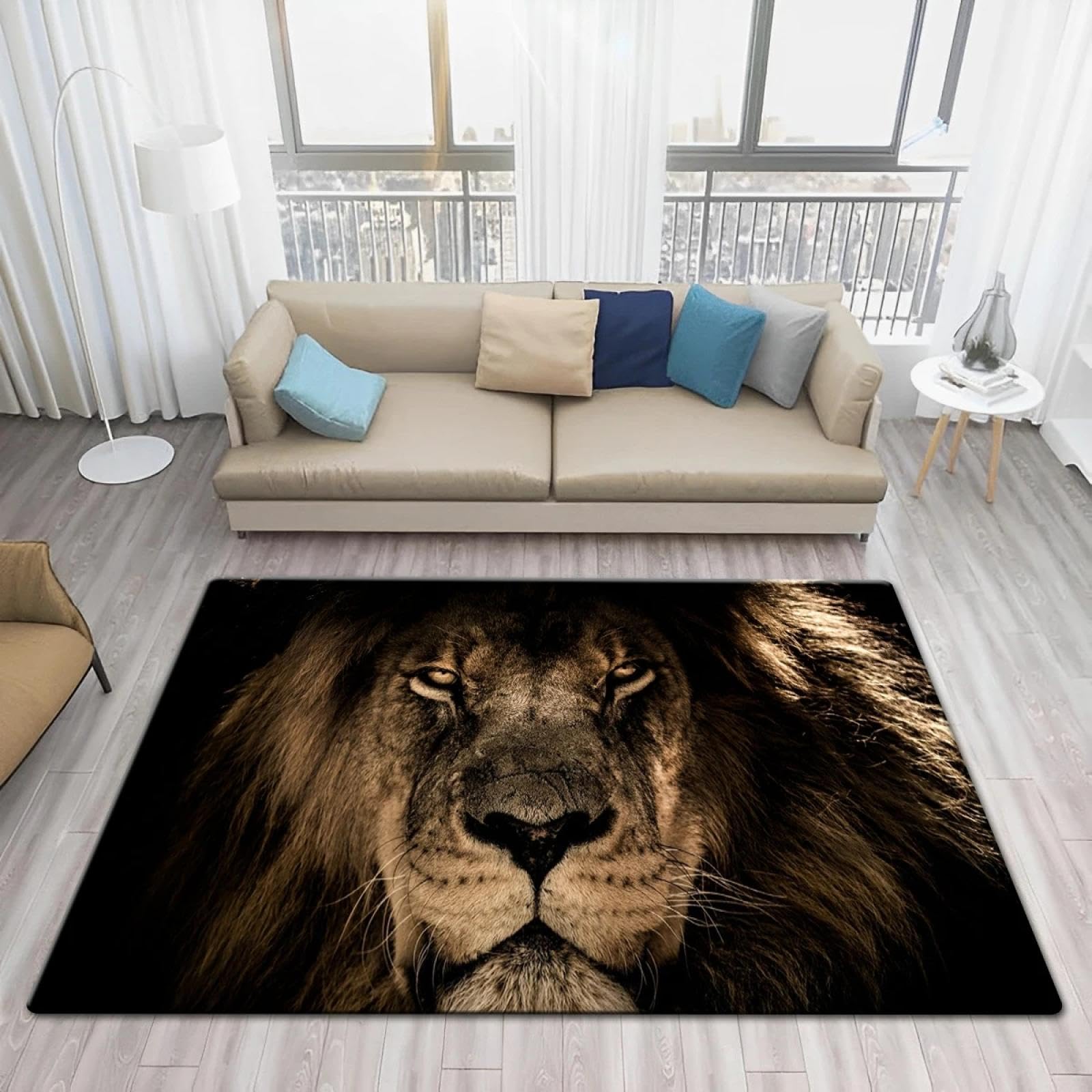 Paillasson d'entrée lion et tigres grand format au tissage doux haut de gamme