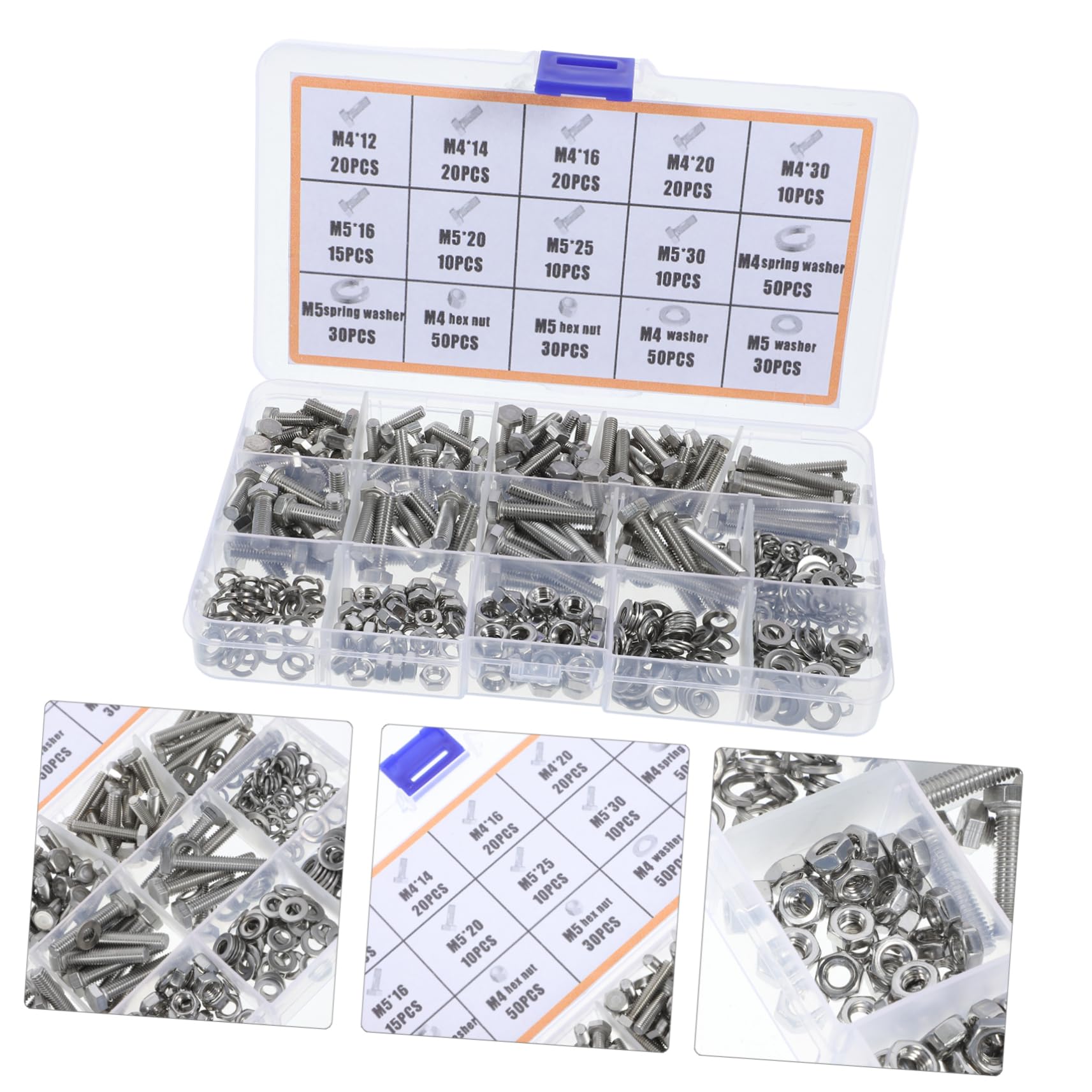 Cabilock 375Piezas Kit Tornillos Tuercas y Arandelas Inoxidable para Reparaciones de Maquinaria Muebles y Vehículos Resistente y Duradero