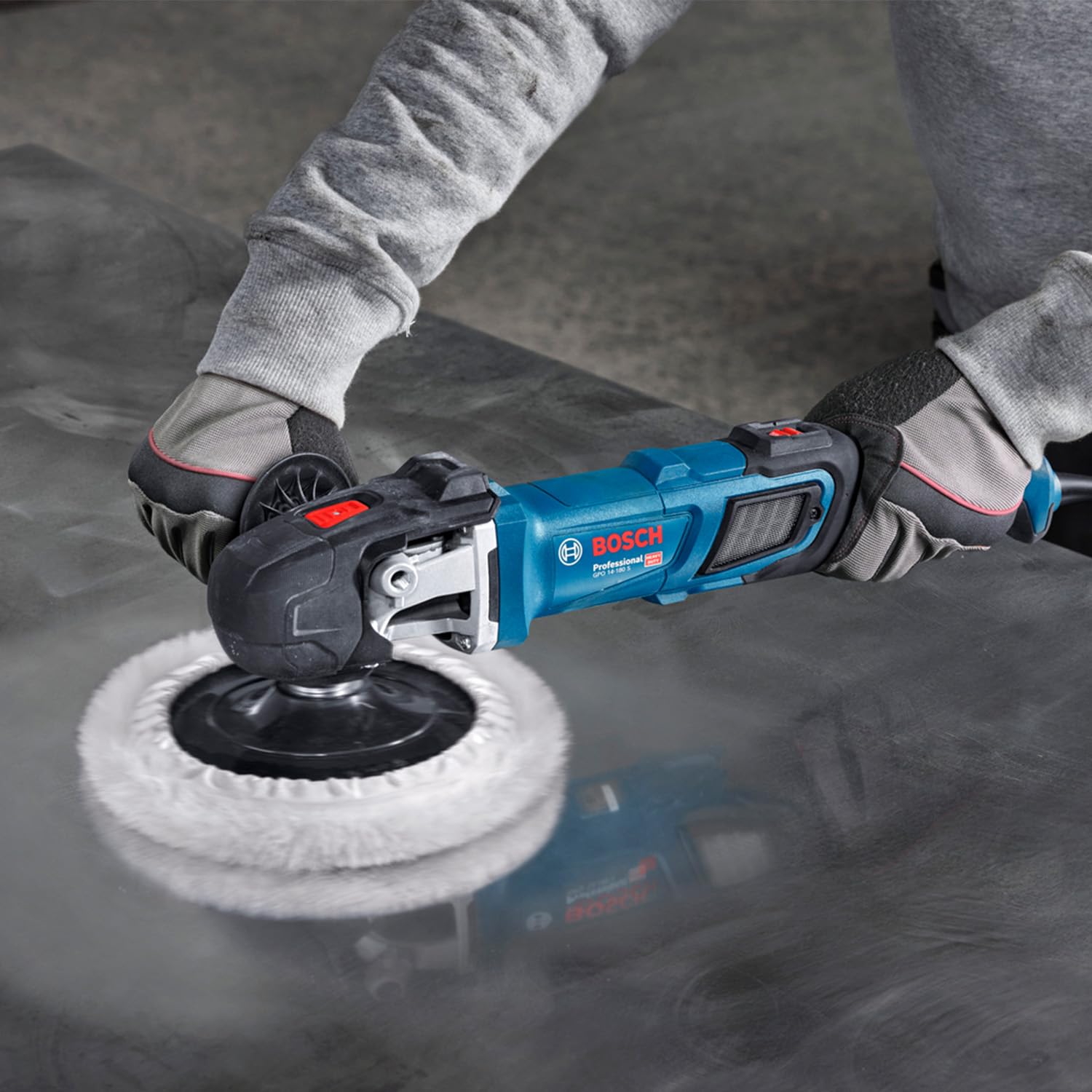 Bosch Professional Lucidatrice a filo GPO 14-180 S (1.400 W, 6 modalità di velocità, incl. impugnatura supplementare, impugnatura a D)