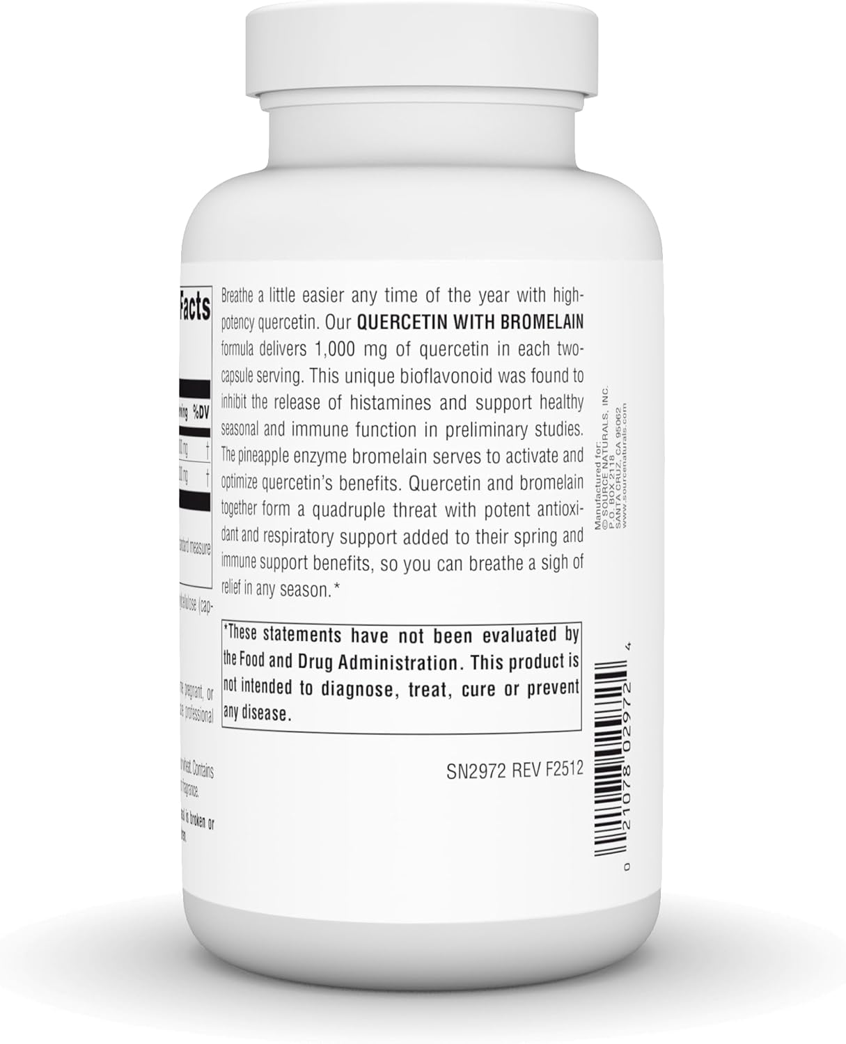 Source Naturals Quercetin with Bromelain, Respiratory and Immune Support* - 500 mg per Capsule, 1000 mg per Serving - 120 Vegan Capsules - Image 4