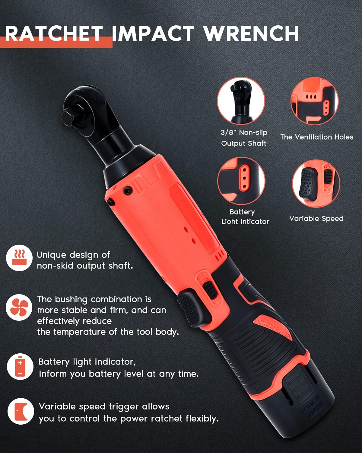 Cordless Electric Ratchet Wrench Set, 3/8" 12V 45 N.m Power Ratchet Tool Kit With 2 Packs 1300mAh Lithium-Ion Battery And Charger Trigger Angle Tool 12V (6 sets) : Tools & Home Improvement
