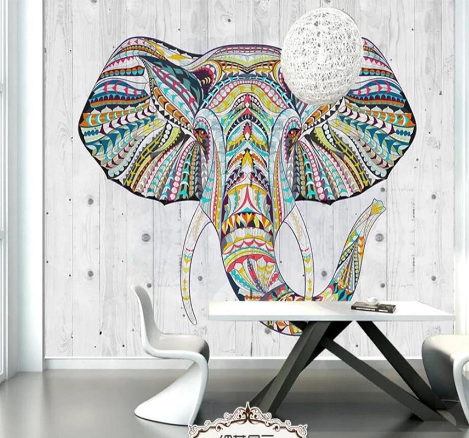 Tzxztt 400Cm×280Cm(B×H) Fresh Beautiful Ethnic Style Elephant Modern 3D Wallpaper Premium Textured Silk Neutral Tones Material Ideal For Living Room Bedroom-400Cm×280Cm