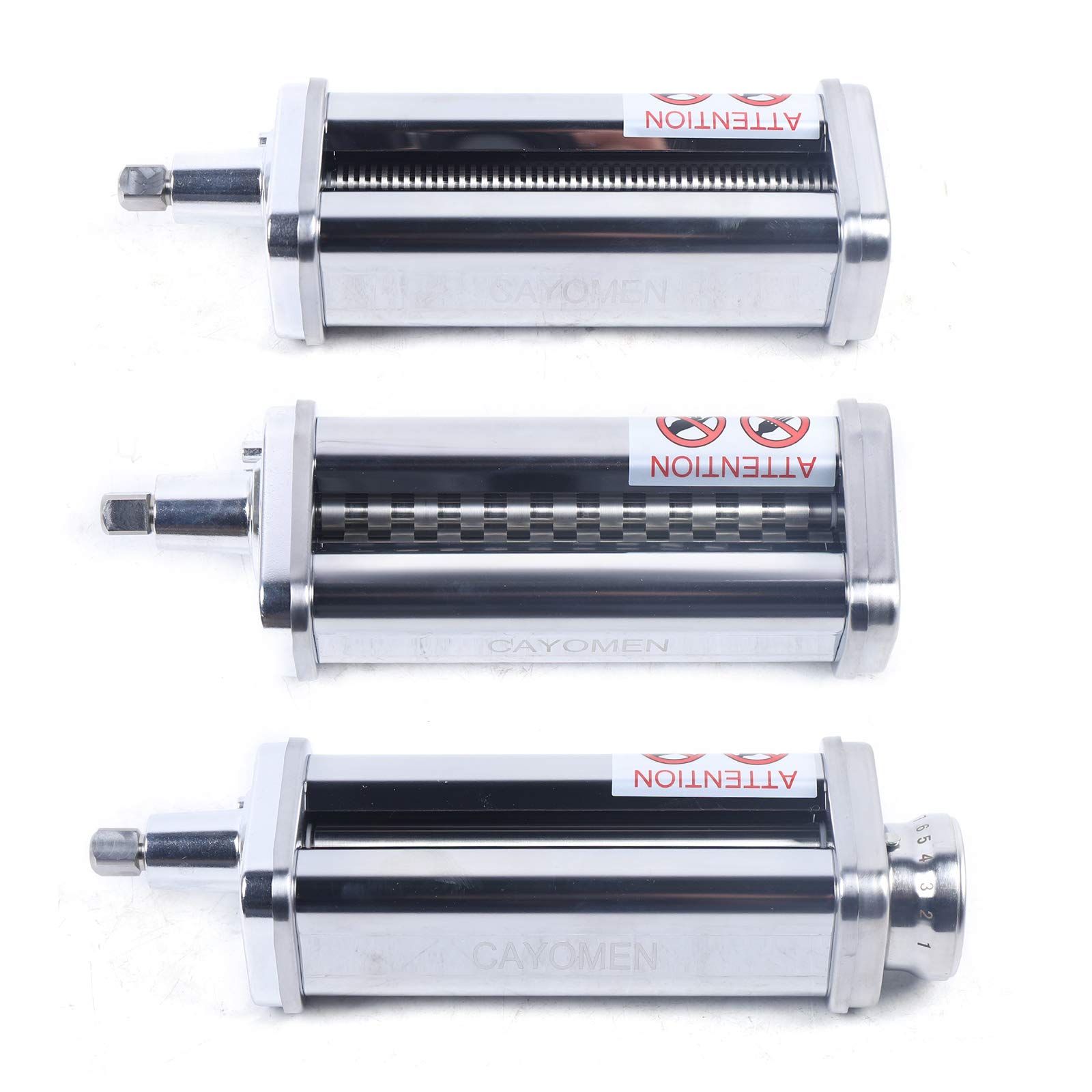 3 Piece Pasta Maker Attachment for KitchenAid Stand Mixers, Included Pasta Sheet Roller, Spaghetti Cutter, Fettuccine Cutter Maker Accessories and Cleaning Brush