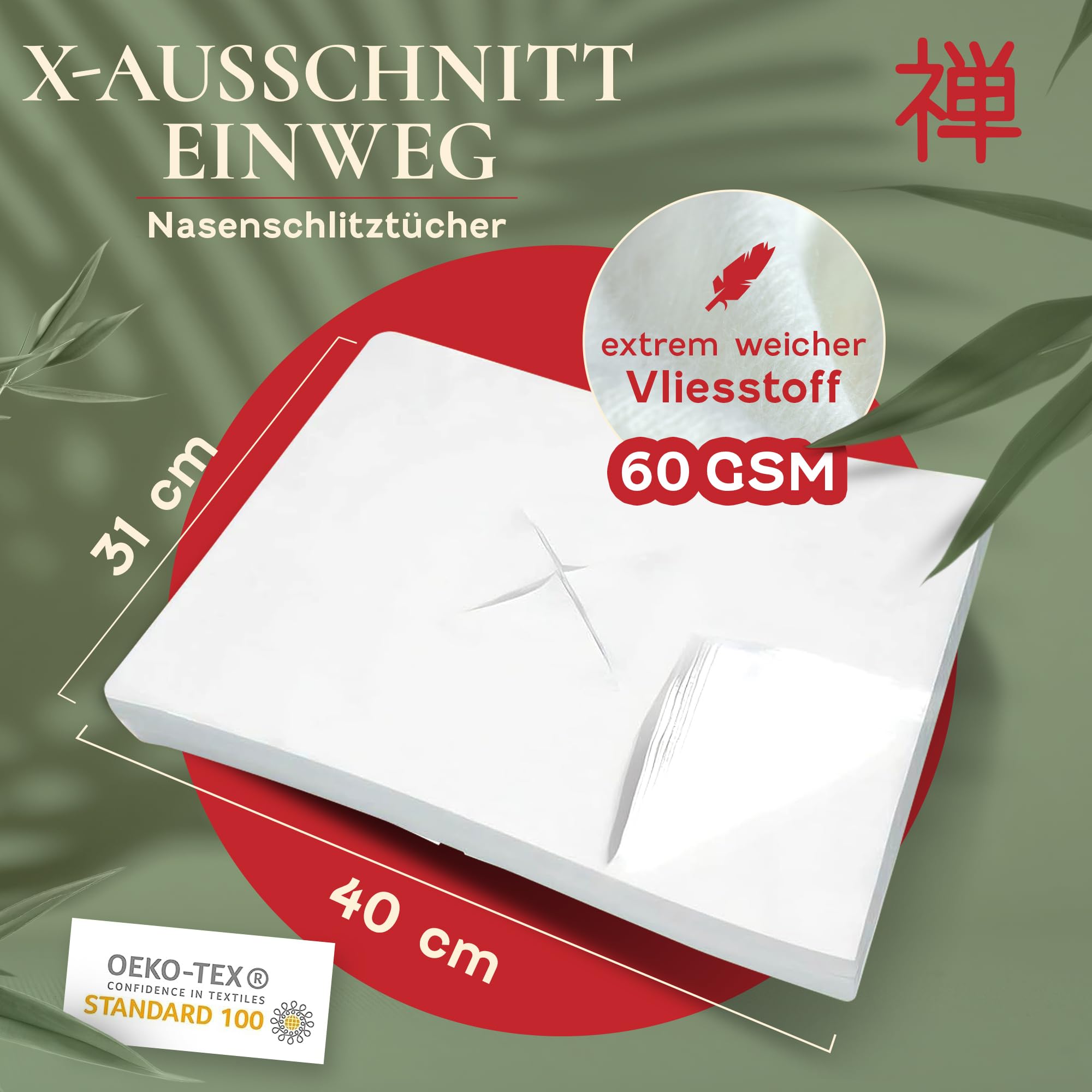 ZEN Einweg Nasenschlitztücher für Therapieliegen 40x31 cm Vlies