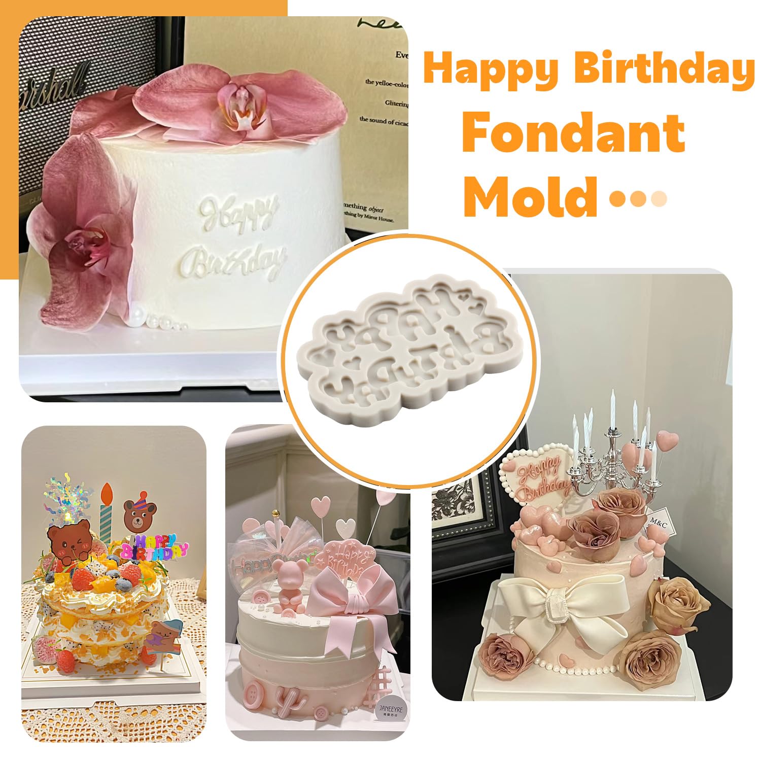Sijiangmold Happy Birthday Silikonform - Fondantform Für Kuchen & Schokolade