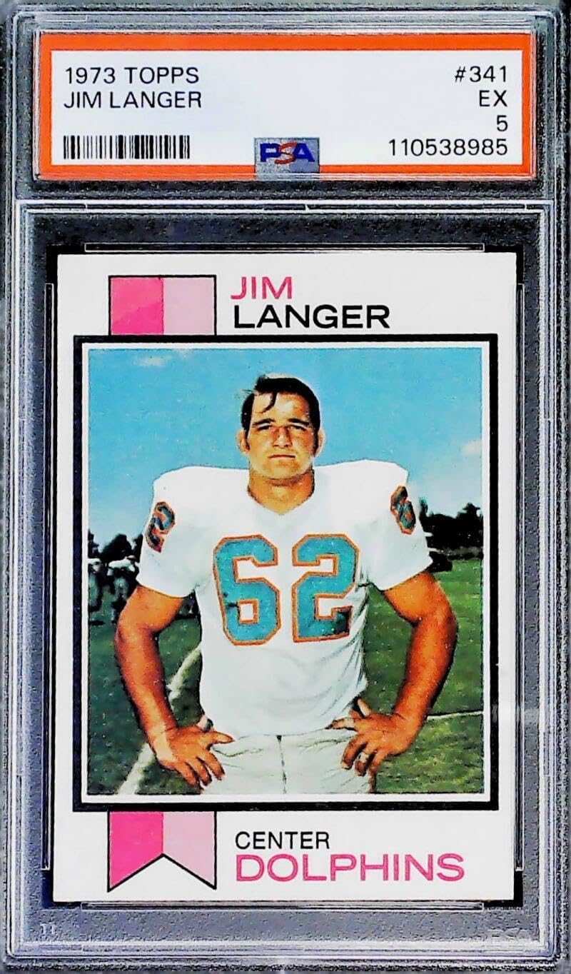 1973 Topps Football #341 Jim Langer Miami Dolphins PSA 5 EX Trading Card
