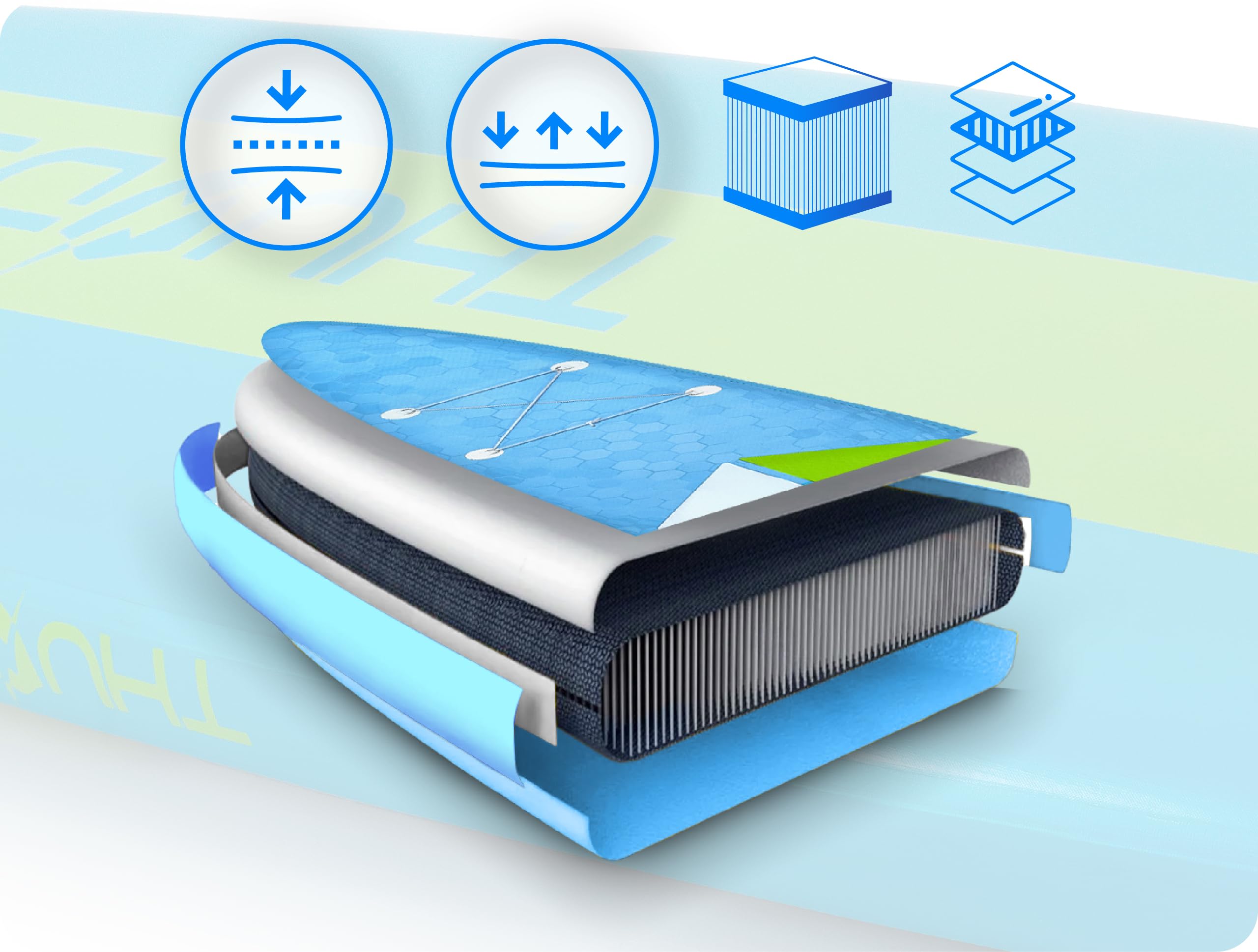 THUNDER - Tabla Sup inflable de 380 cm con asiento kayak – Stand Up Paddle Board Set con bomba, remo y mochila – Sup Touring para adultos y principiantes hasta 150 kg