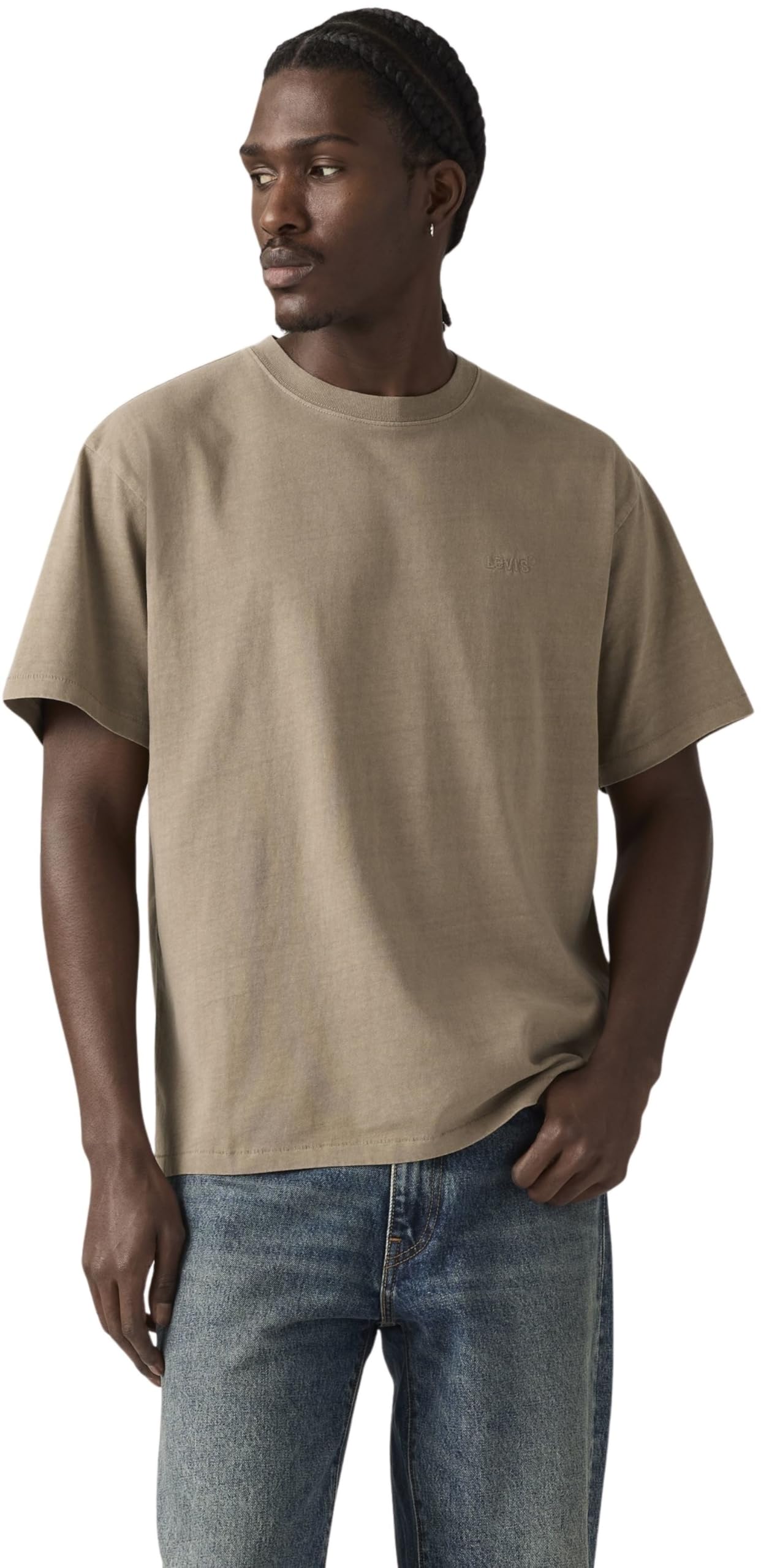 Levi's Men's T-Shirt Red Tab Vintage with Logo, Relaxed Fit, Brown (Garment Dye Fungi), S