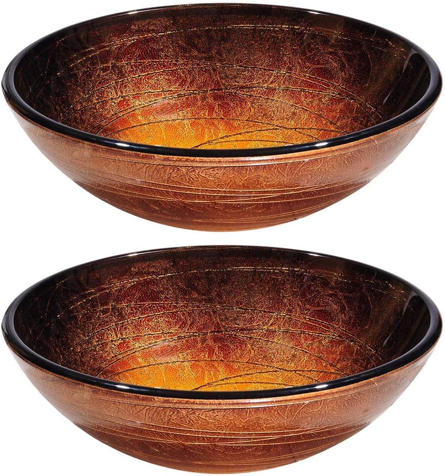 Aquaterior 2 Pack Round Tempered Glass Above Counter Vessel Bowl Vanity Sink Bathroom Kitchen Modern Wash Basin