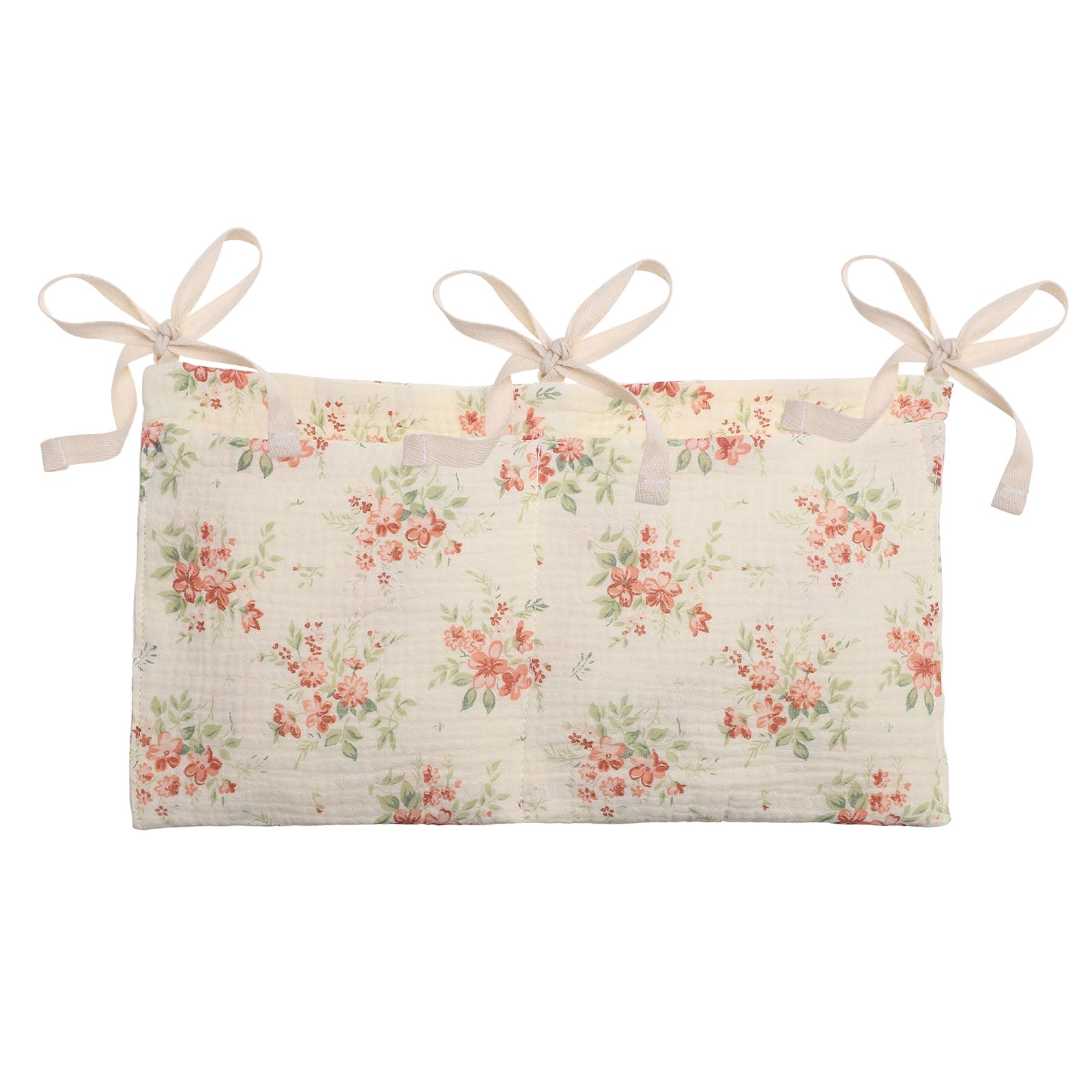 PATIKIL Bedside Hanging Bags 2 Pockets Nursery Organizer for Bed Beige Rose