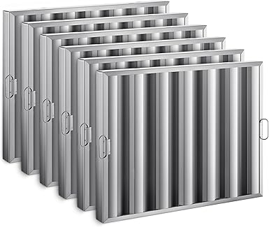 WILPREP Stainless Steel Range Hood Filters, 19.5 x 24.6 Inches Pack of 6, Commercial Exhaust Hood Grease Filter