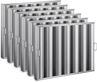 WILPREP Stainless Steel Range Hood Filters, 19.5 x 24.6 Inches Pack of 6, Commercial Exhaust Hood Grease Filter