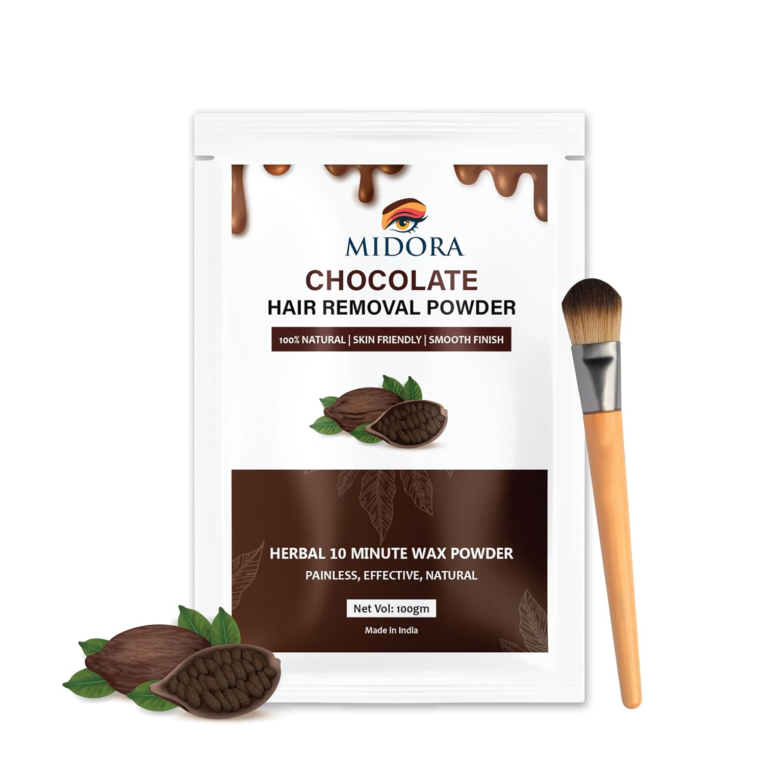 Midora Chocolate Hair Removal Powder | Herbal Wax | Facial Hair Removal | No Side Effects | Instant Hair Removal | 100% Na...