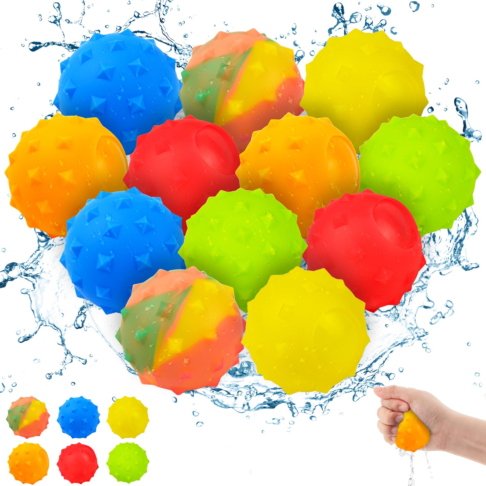 Bomby wodne wielokrotnego użytku, 12 sztuk, szybkie napełnianie, zabawka do basenu, zabawka do użytku na zewnątrz, silikonowa piłka wodna, balon do ogrodu, basenu