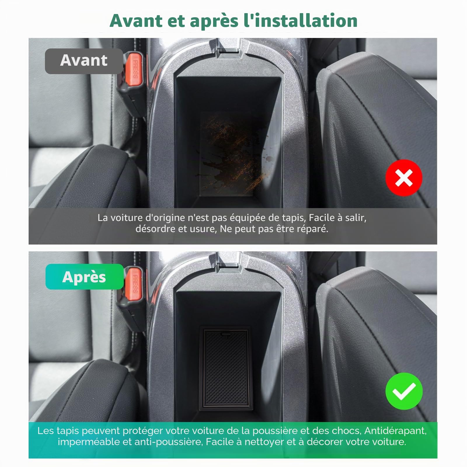 GAFAT Compatible avec Nissan Juke F16 2020-2025 2026 (Frein Électronique) Tapis Antidérapant en Caoutchouc, Tapis pour Console Centrale, Couture de Porte, Accessoires Juke Hybrid F16 (Noir)