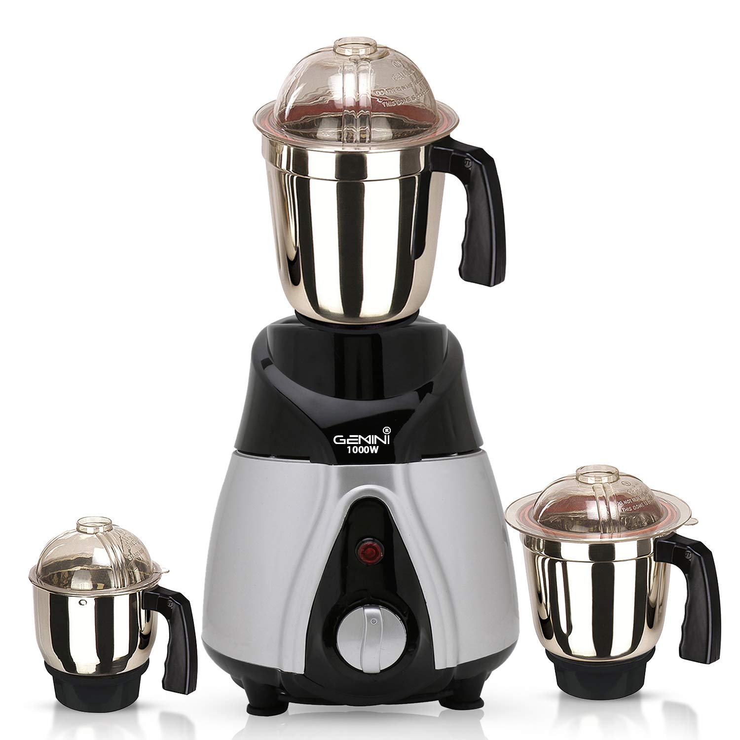 Gemini NBTLBSEP21 1000-Watt Mixer Grinder with 3 Jars (1 Wet Jar, 1 Dry Jar and 1 Chutney Jar) - BlackSilver Make in India