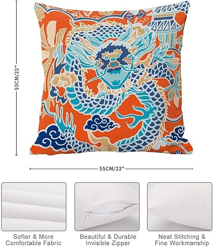 Vista 221 de ArogGeld Chinoiserie - Fundas de almohada escénicas asiáticas, estilo asiático, funda de almohada azul y verde Kelly, funda de cojín para decoración