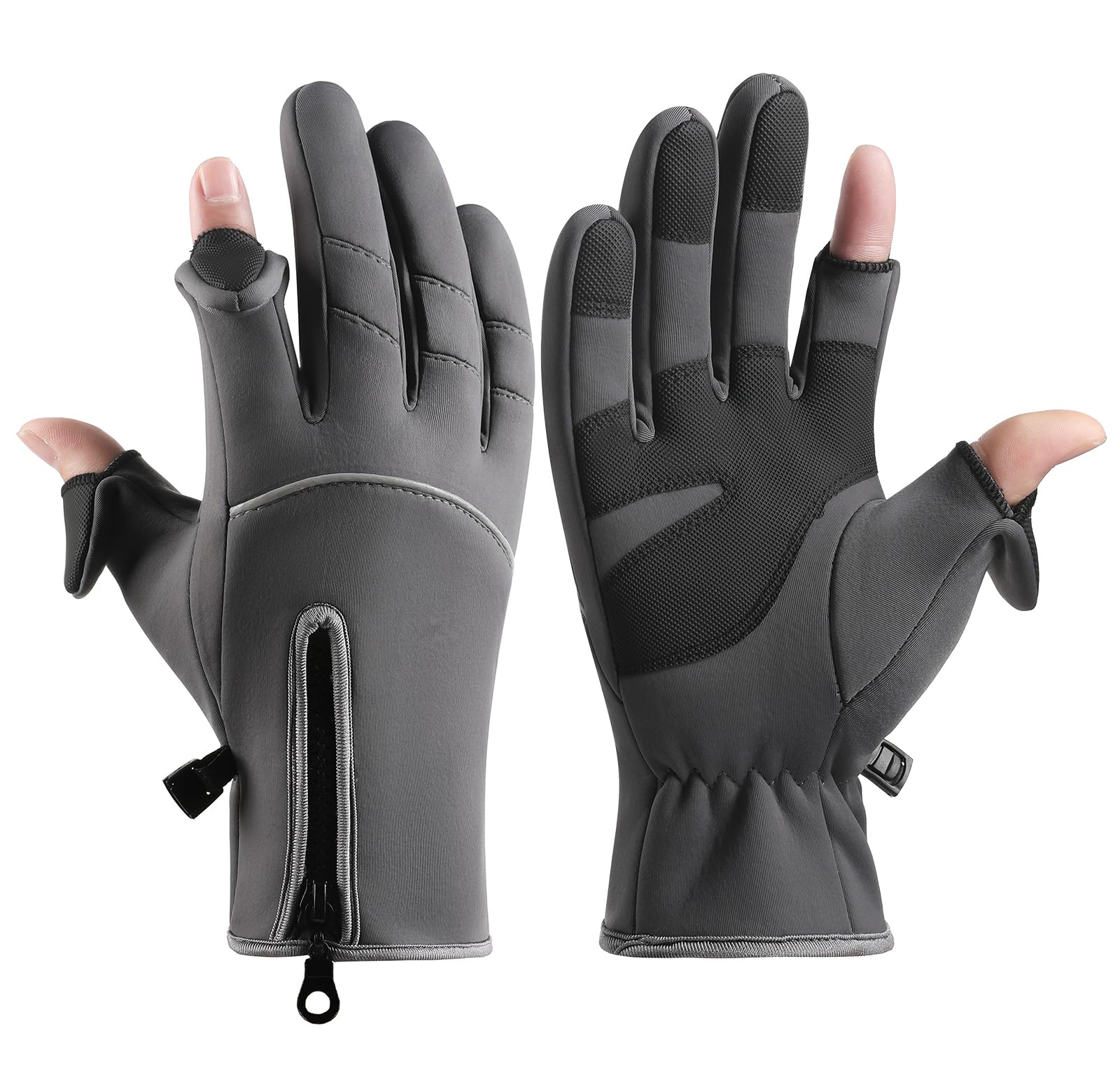 Winter Gloves Men & Women, 2 Finger Exposable Touch Screen Gloves Running Gloves Cycling Gloves Driving Gloves, Warm Gloves Winter Fishing Gloves