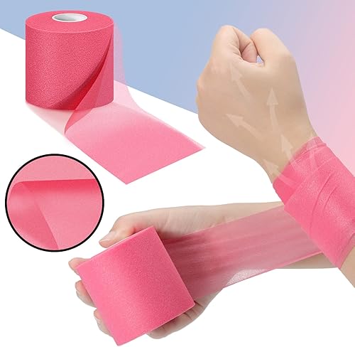 Miniatura 3 de 3 cintas preenvolventes para cabello, deportes, tobillo, muñecas, rodillas, envoltura interior de espuma de 2.75 pulgadas x 30 yardas (negro, azul)