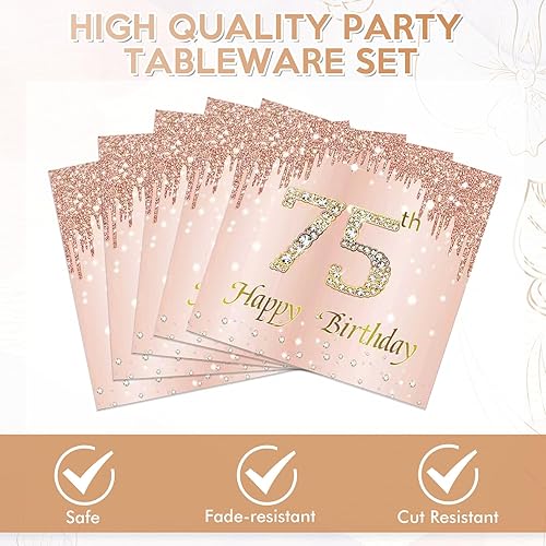 Miniatura 89 de Juego de 40 platos y servilletas de 40 cumpleaños para mujeres, juego de vajilla desechable para fiesta de 40 años de edad para decoración de 40º