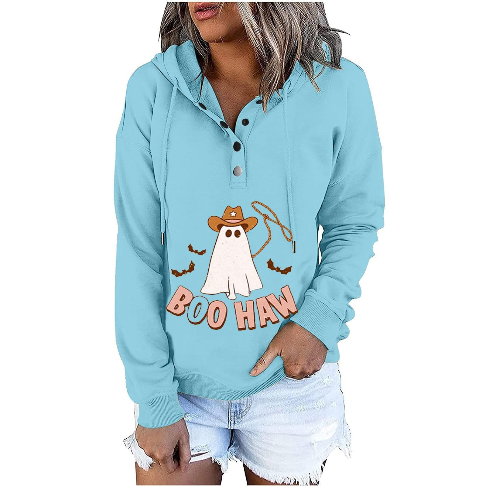 GenericLong Sleeve Hood for Women Winter Fall Print Hooded Plain Hoodies Outfit Sweatshirt Women 2023 Trendy Y2K