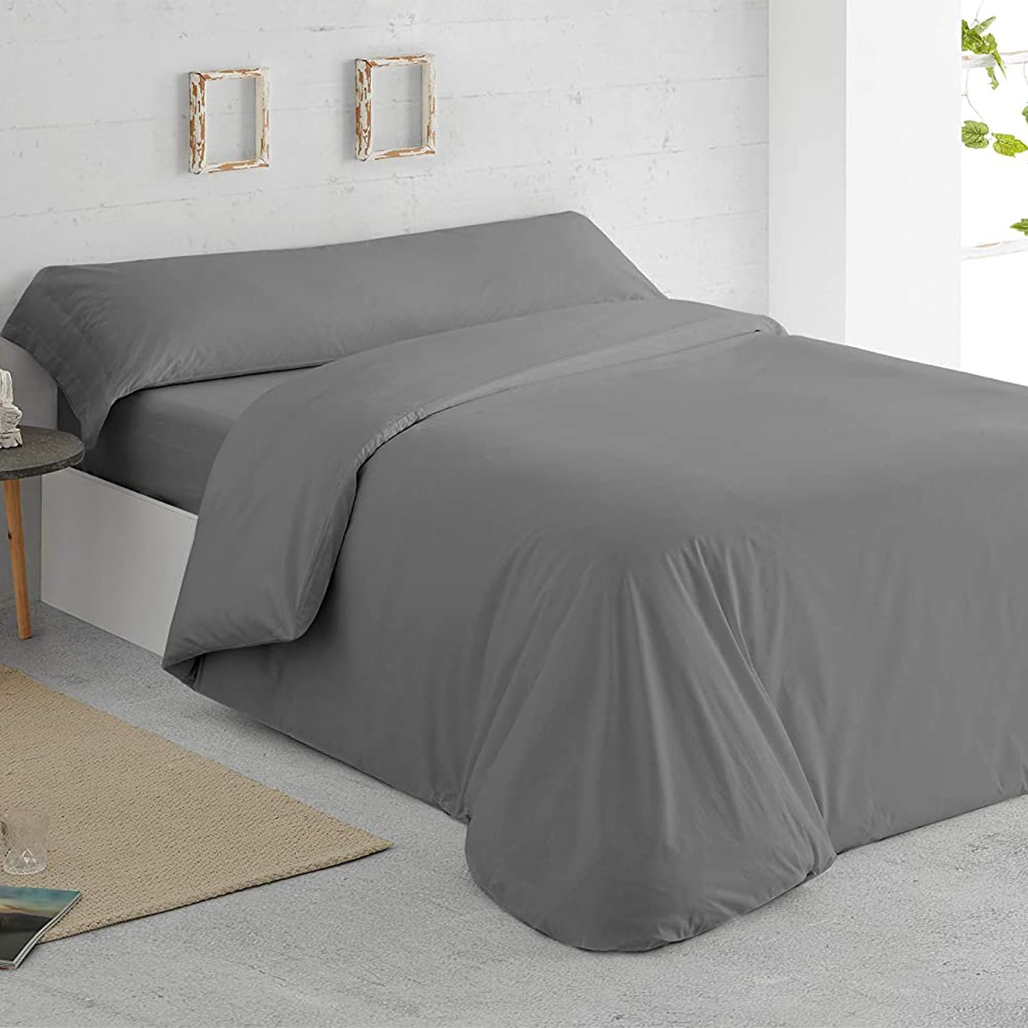 GREATOYAR Juego de Nórdica,Juego de Funda de Edredón, Set de 3 Piezas, 1 Funda Nórdica, 1 Sábana Bajera Ajustable, 1 Funda de Almohada, 100% Poliéster, Transpirable, para Cama 90cm, Gris