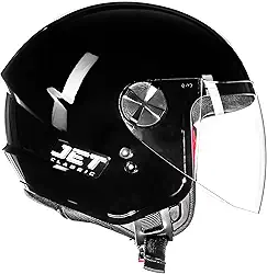 Capacete Moto Aberto Fly New Jet Preto Brilhante