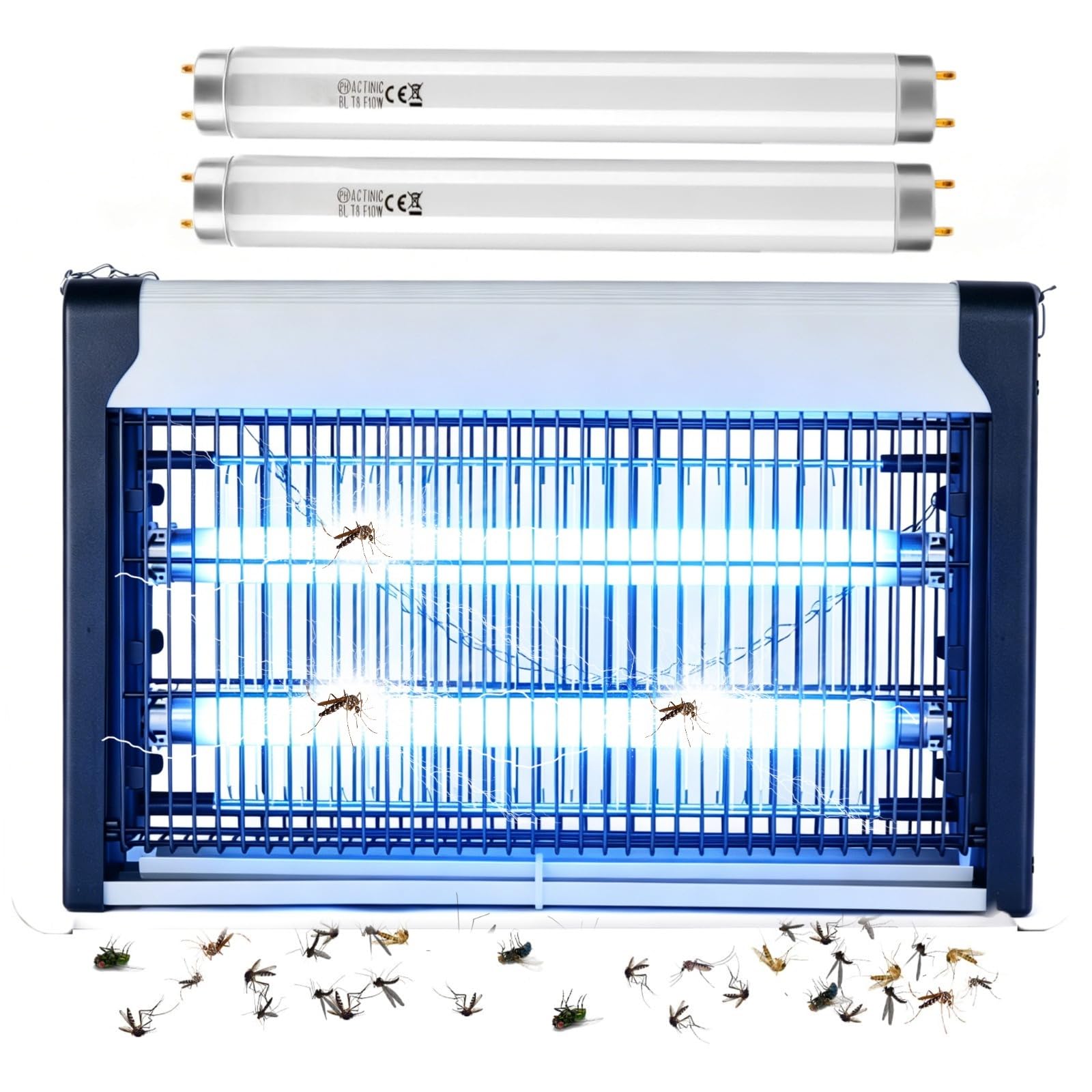 Insektenvernichter Elektrisch 20W, Fliegenfalle Elektrisch mit UV-Lampe, 3000V Mückenlampe, Wandmontage möglich, Perfekt gegen Mücken, Fliegen, Motten & Fliegende Insekten CHEMIEFREI