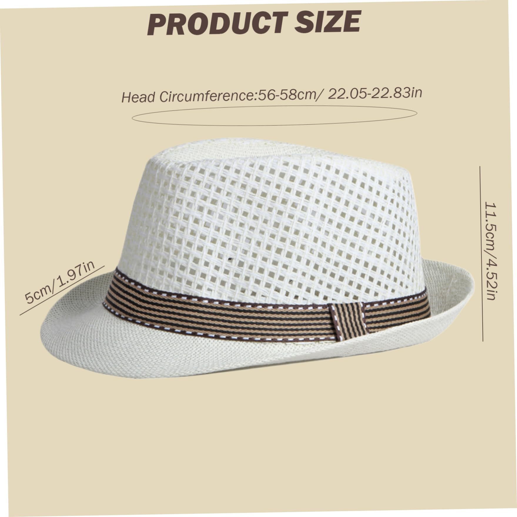 Kubanischer Hut atmungsaktiv strukturierter Stroh Fedora Hüte mit schweißabsorbierendem Liner Rustikal Packbares Fedora-Hüte für Männer, vielseitiges Außenzubehör im Freien für Sommerstrand, Fedora-H