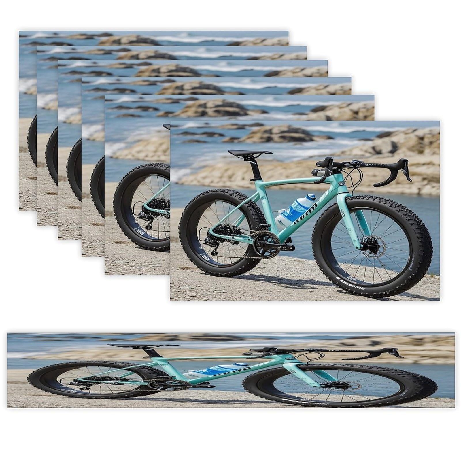 Road Bicycle Table Runner and Placemats Set of 6 Heat Resistant Washable Table Runners Dining Mat Sets Modern Cloth Place Mats Linen Table Decor for Kitchen Dining Room