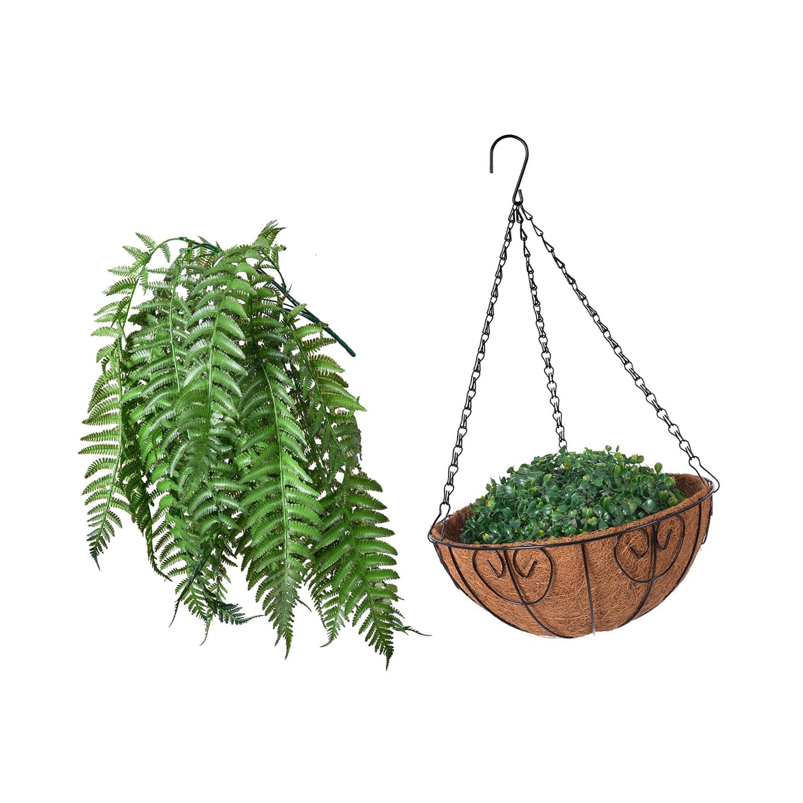 Msioytog Maintenance Artificial Potted Hanging Plant Realistic Leaves for Balcony Garden Decoration Easy Install