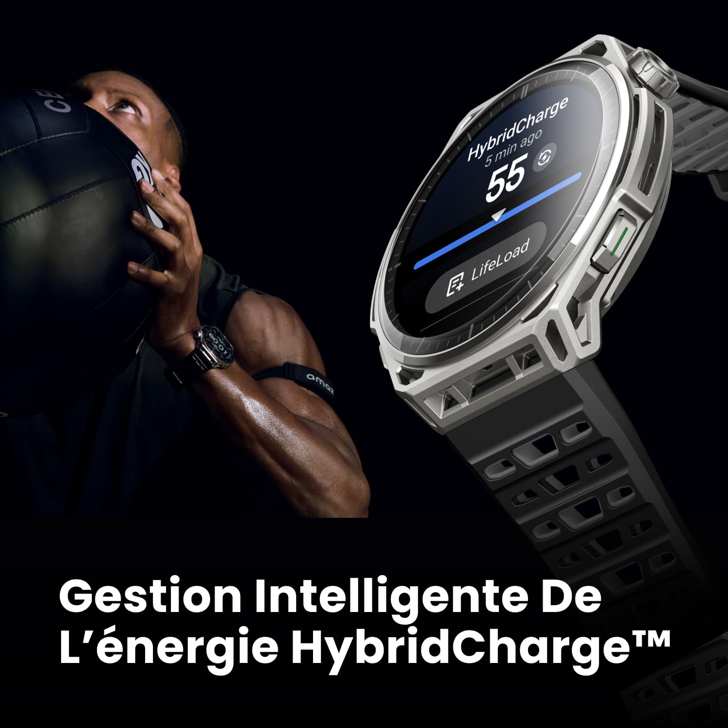 Amazfit Balance 3 Montre connectée GPS 48 mm, écran AMOLED 1,5" avec Verre Saphir, NFC, Batterie 21 Jours, Lampe Torche, 64 Go Stockage, Cartes, HYROX, pour Android et iPhone, Acier Inoxydable