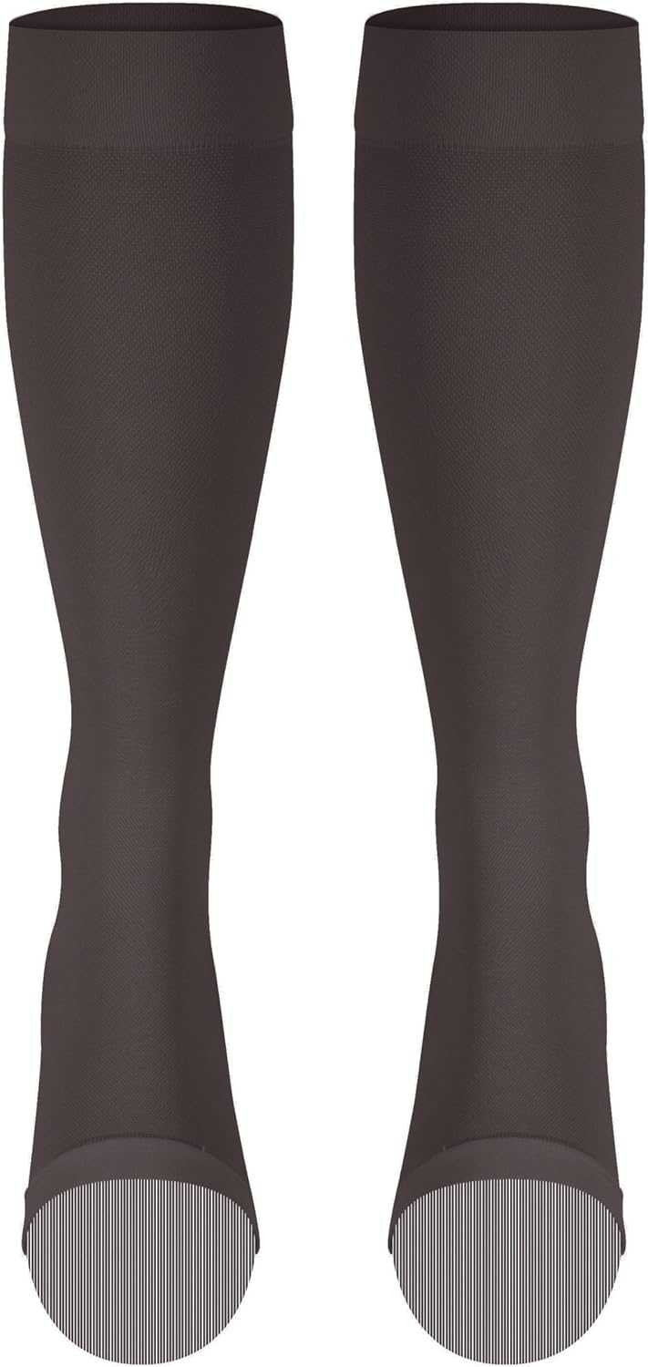 NuVein Medical Compression Stockings, 30-40 mmHg Support, Women & Men Knee Length, Open Toe, White, 2X-Large